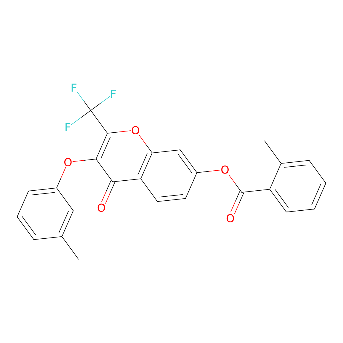 3-(3-methylphenoxy)-4-oxo-2-(trifluoromethyl)-4H-chromen-7-yl 2-methylbenzoate molecular structure, CAS 316125-90-3