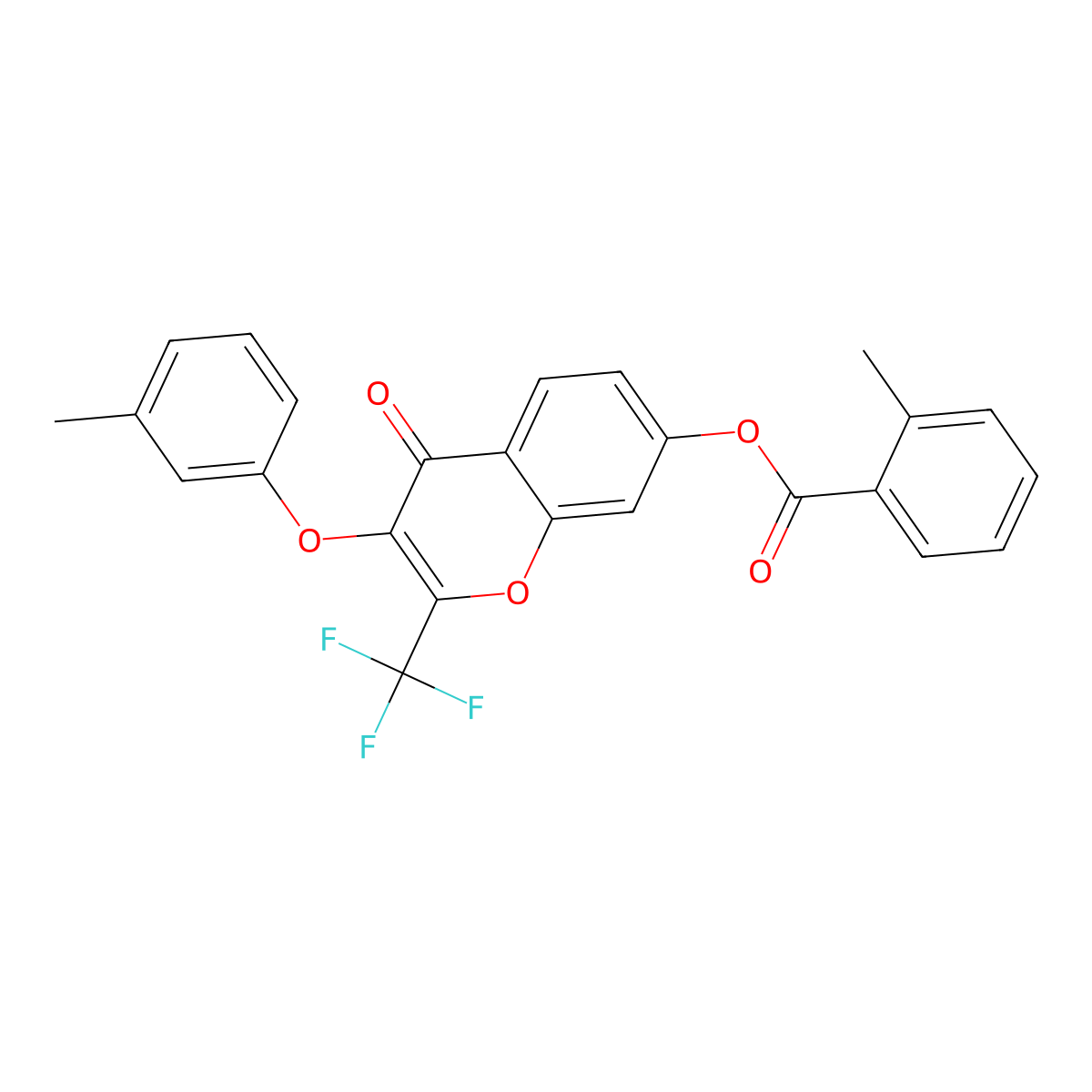 3-(3-methylphenoxy)-4-oxo-2-(trifluoromethyl)-4H-chromen-7-yl 2-methylbenzoate molecular structure, CAS 316125-90-3