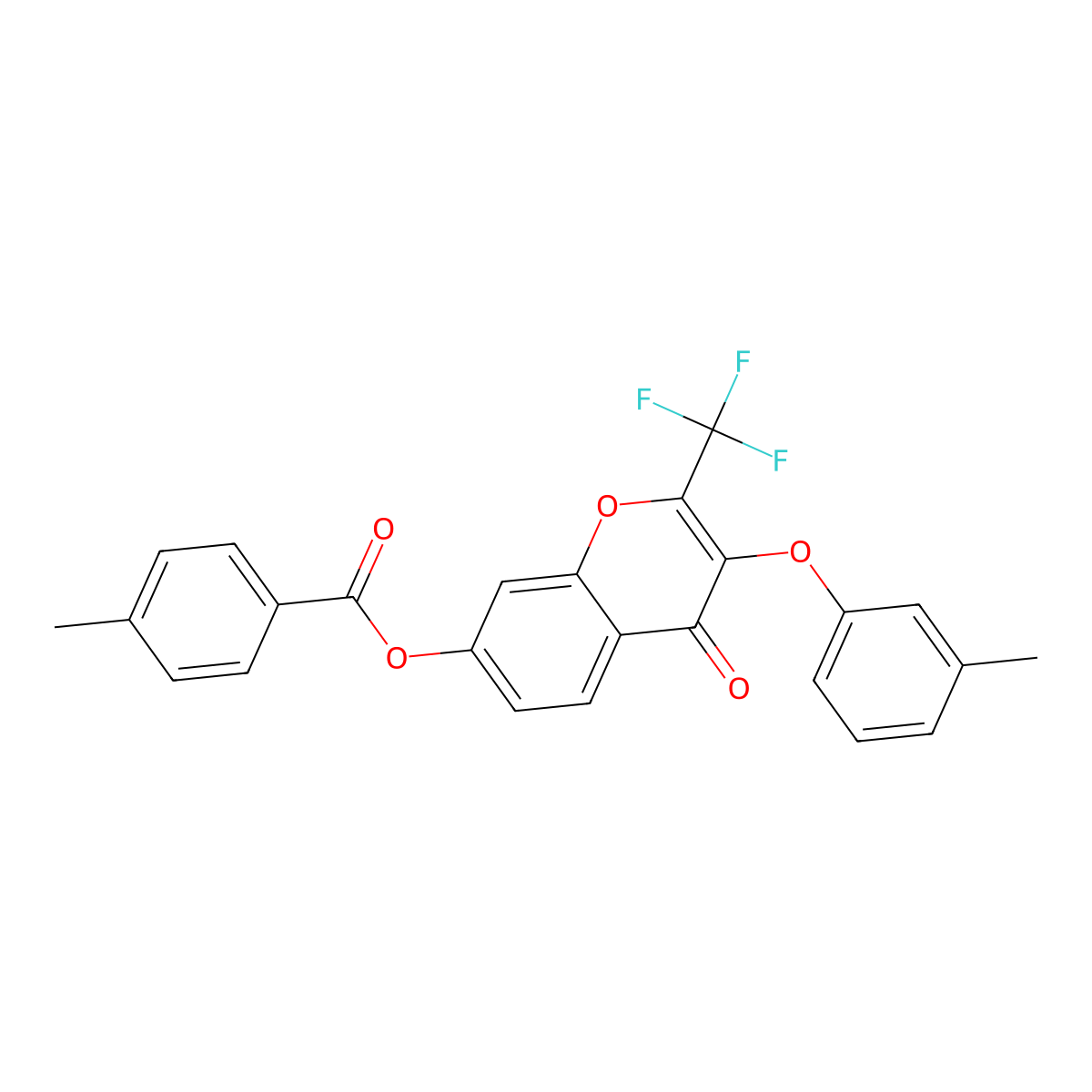 3-(3-methylphenoxy)-4-oxo-2-(trifluoromethyl)-4H-chromen-7-yl 4-methylbenzoate molecular structure, CAS 316125-92-5