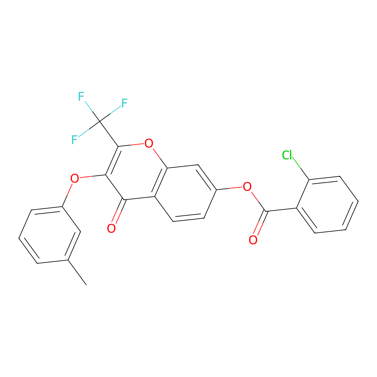 3-(3-methylphenoxy)-4-oxo-2-(trifluoromethyl)-4H-chromen-7-yl 2-chlorobenzoate molecular structure, CAS 316125-94-7