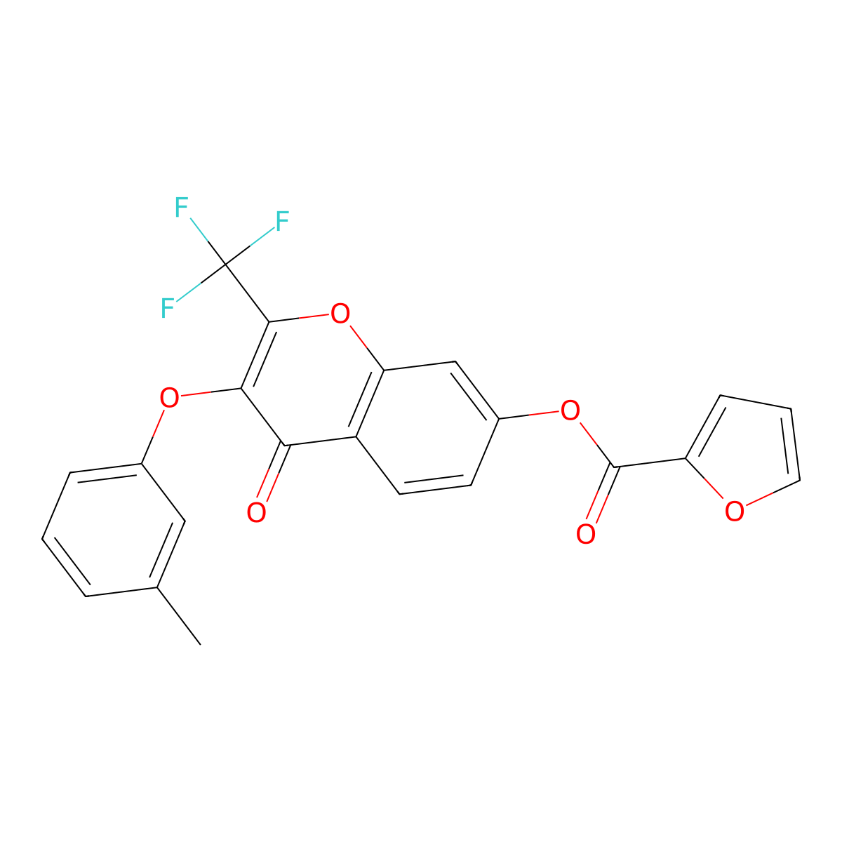 3-(3-methylphenoxy)-4-oxo-2-(trifluoromethyl)-4H-chromen-7-yl furan-2-carboxylate molecular structure, CAS 316126-16-6