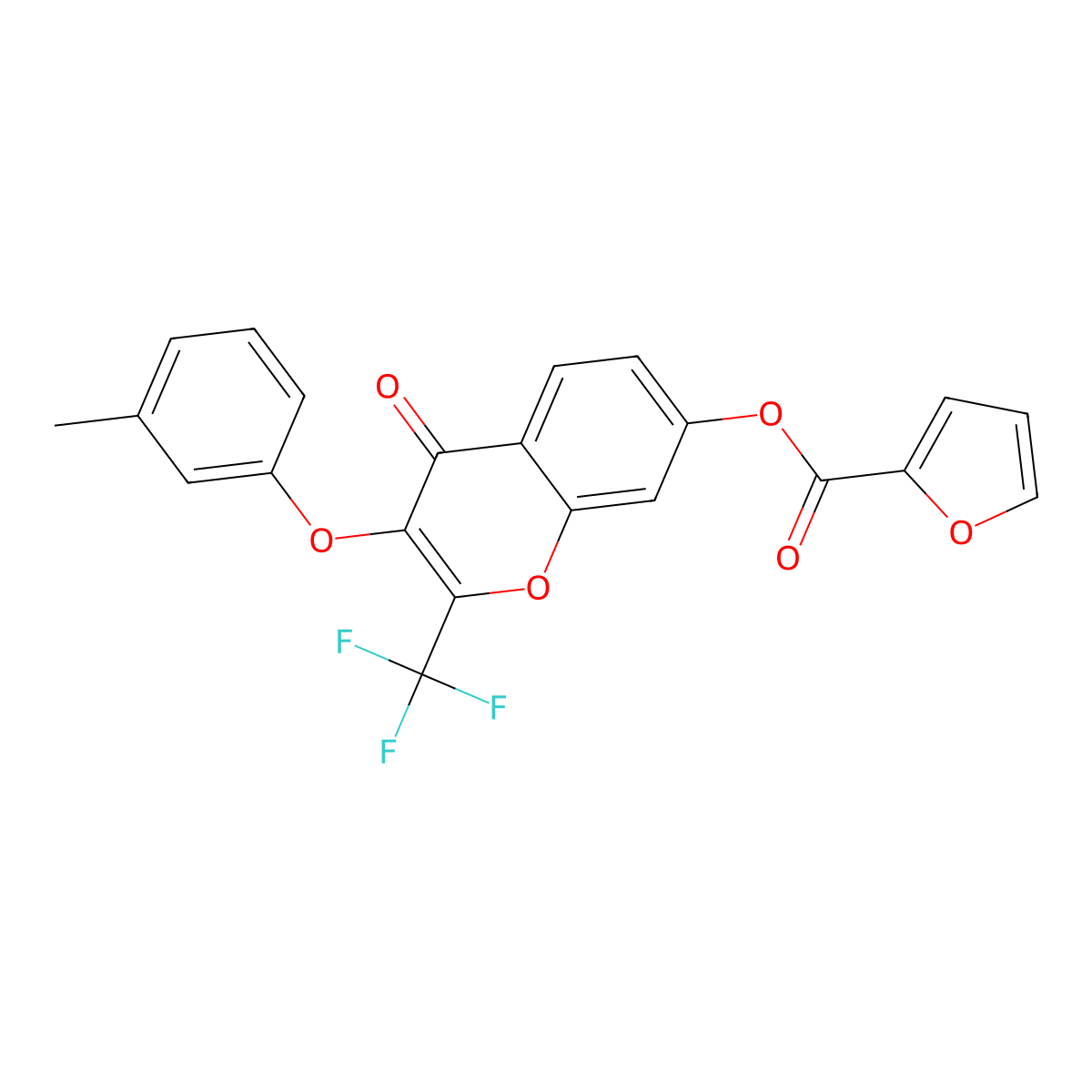 3-(3-methylphenoxy)-4-oxo-2-(trifluoromethyl)-4H-chromen-7-yl furan-2-carboxylate molecular structure, CAS 316126-16-6