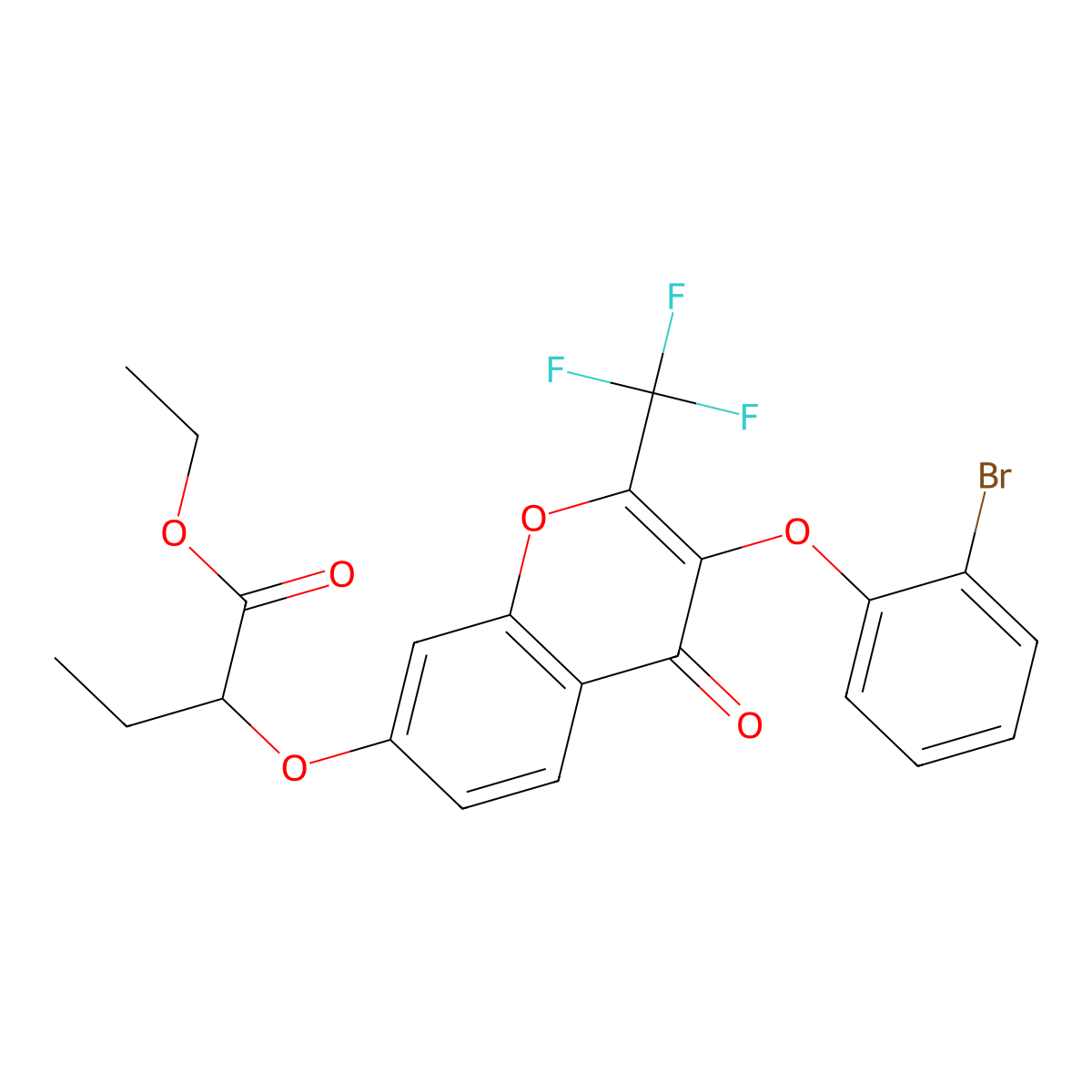 ethyl 2-{[3-(2-bromophenoxy)-4-oxo-2-(trifluoromethyl)-4H-chromen-7-yl]oxy}butanoate molecular structure, CAS 316126-82-6