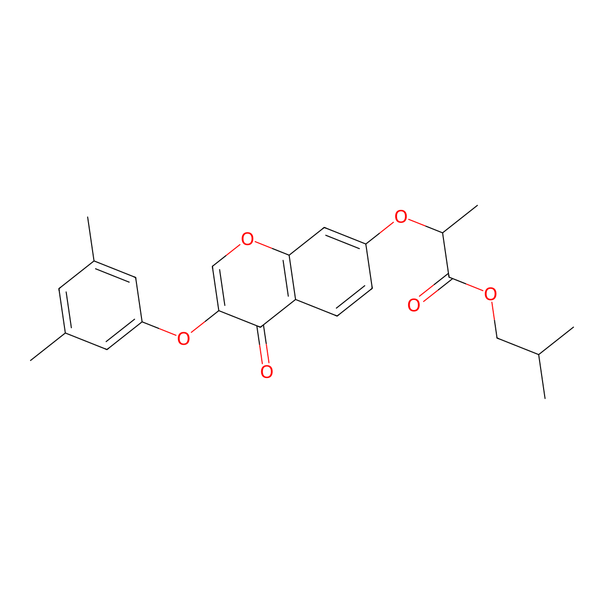 2-Methylpropyl 2-[3-(3,5-dimethylphenoxy)-4-oxochromen-7-yl]oxypropanoate molecular structure, CAS 316126-85-9