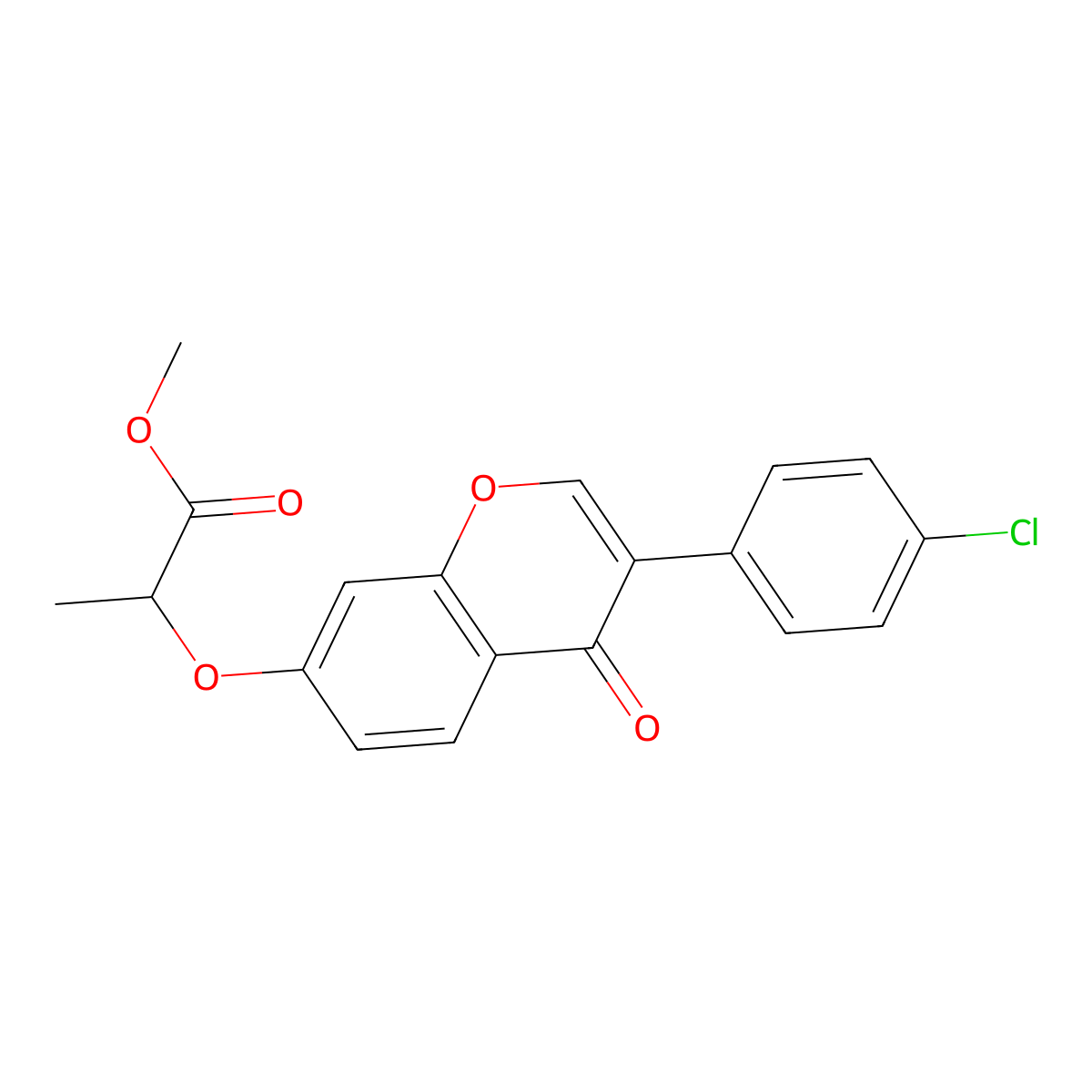 Methyl 2-[3-(4-chlorophenyl)-4-oxochromen-7-yl]oxypropanoate molecular structure, CAS 316127-49-8