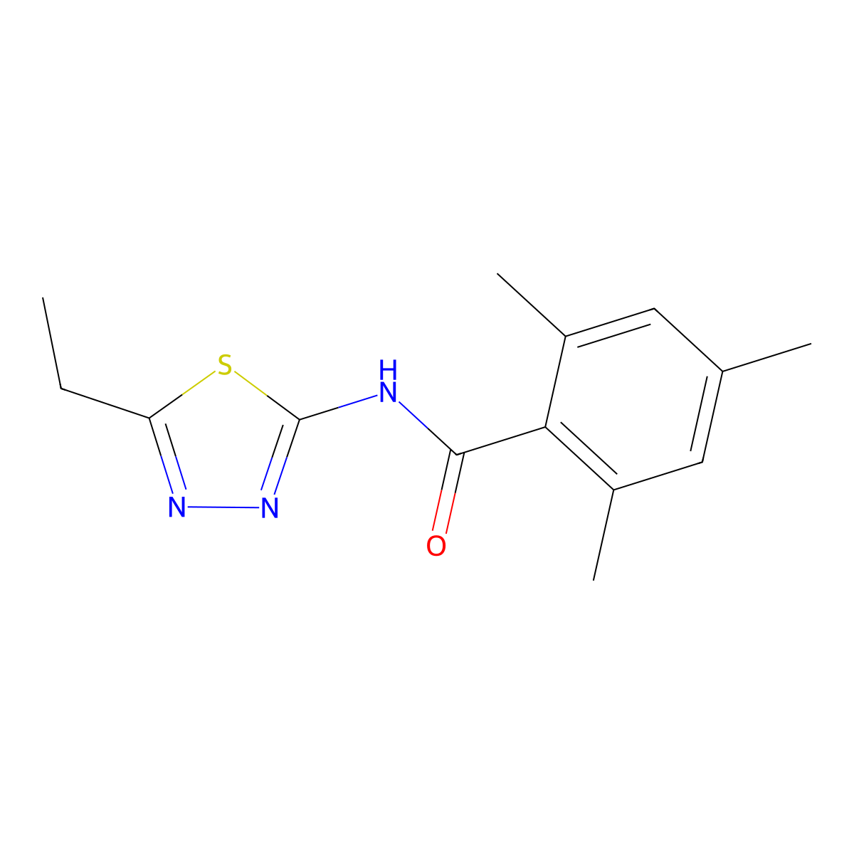 N-(5-ethyl-1,3,4-thiadiazol-2-yl)-2,4,6-trimethylbenzamide molecular structure, CAS 316127-68-1
