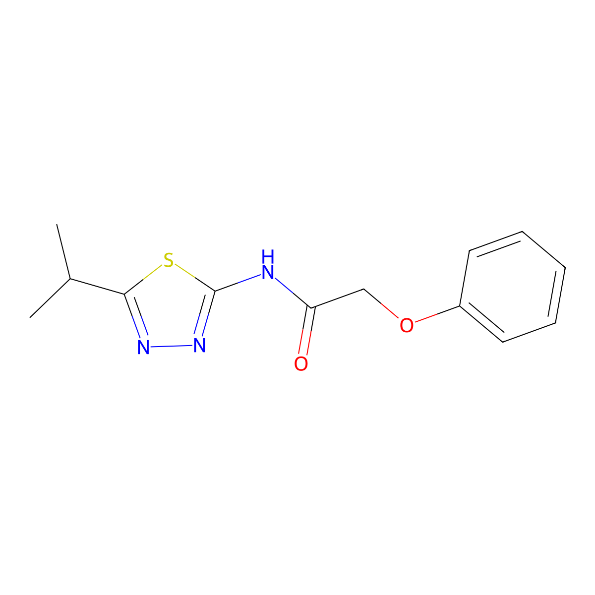 2-phenoxy-N-[5-(propan-2-yl)-1,3,4-thiadiazol-2-yl]acetamide molecular structure, CAS 316127-82-9