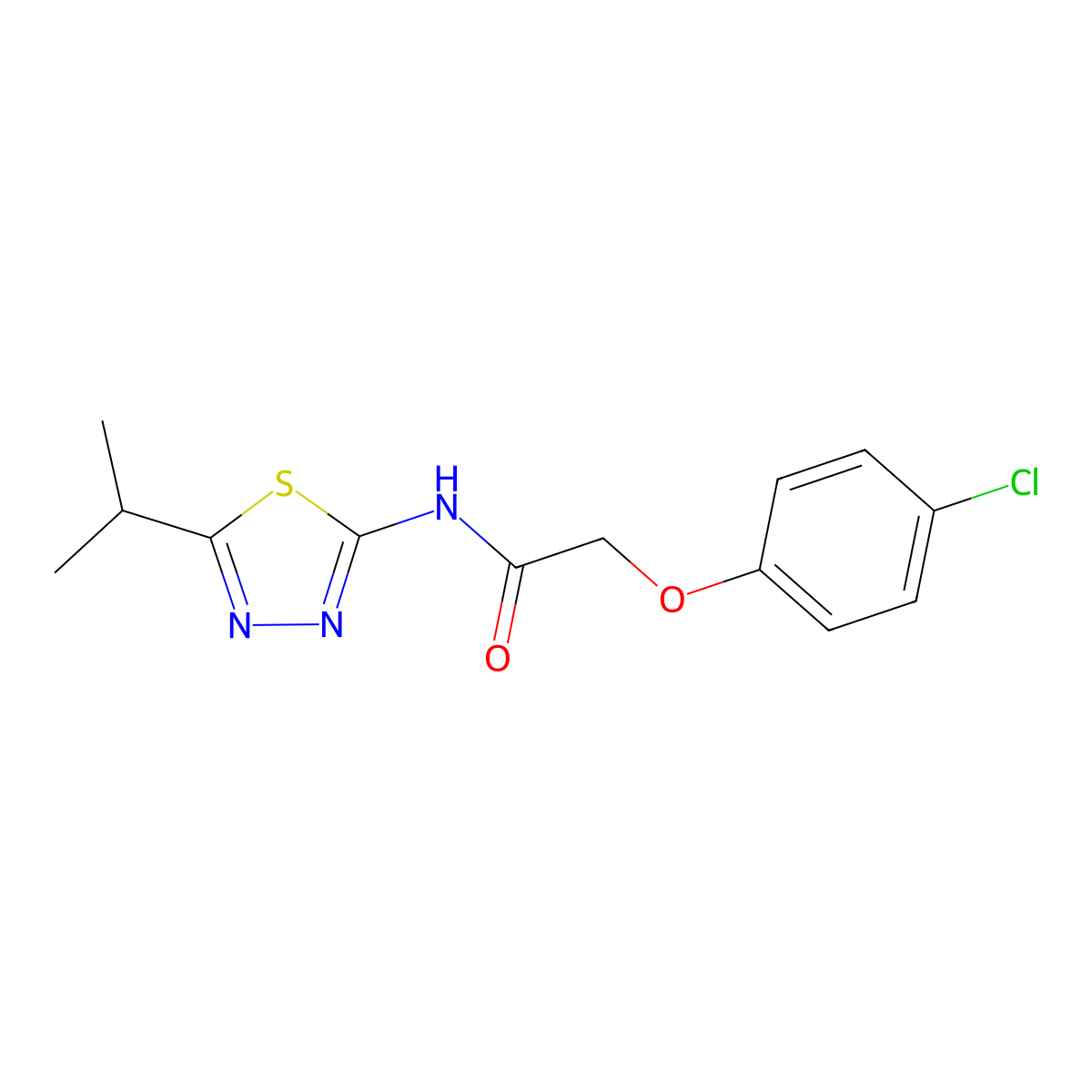 2-(4-chlorophenoxy)-N-(5-propan-2-yl-1,3,4-thiadiazol-2-yl)acetamide molecular structure, CAS 316127-85-2