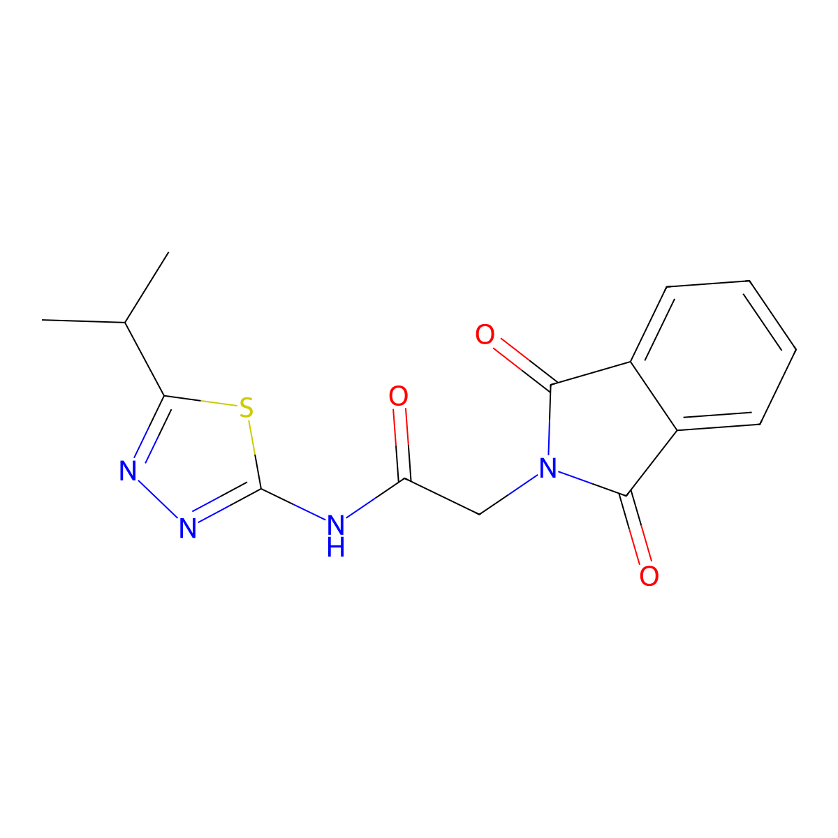 2-(1,3-dioxo-1,3-dihydro-2H-isoindol-2-yl)-N-[5-(propan-2-yl)-1,3,4-thiadiazol-2-yl]acetamide molecular structure, CAS 316127-90-9