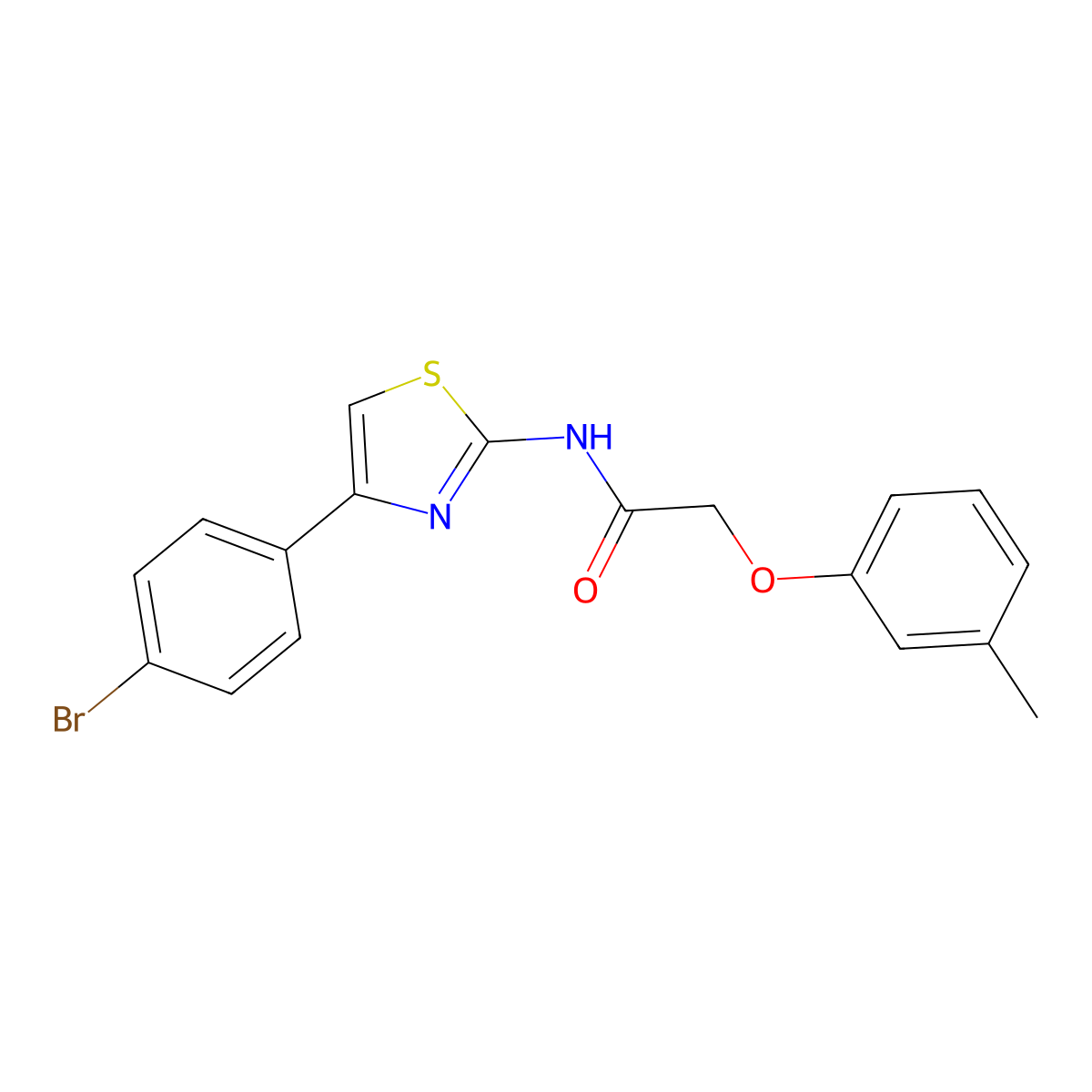 N-[4-(4-bromophenyl)(1,3-thiazol-2-yl)]-2-(3-methylphenoxy)acetamide molecular structure, CAS 316127-99-8