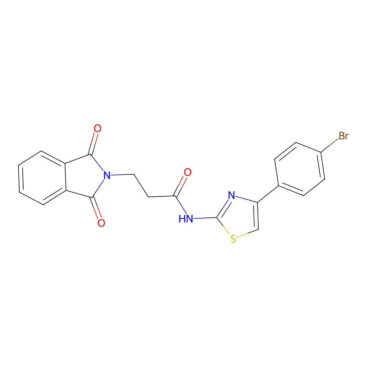 N-[4-(4-bromophenyl)-1,3-thiazol-2-yl]-3-(1,3-dioxo-1,3-dihydro-2H-isoindol-2-yl)propanamide molecular structure, CAS 316128-09-3