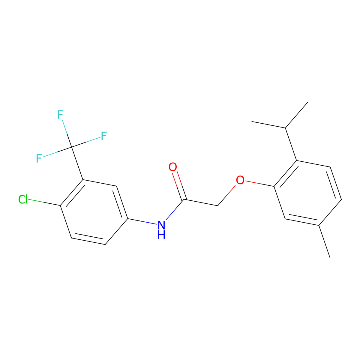 N-[4-chloro-3-(trifluoromethyl)phenyl]-2-(5-methyl-2-propan-2-ylphenoxy)acetamide molecular structure, CAS 316128-27-5