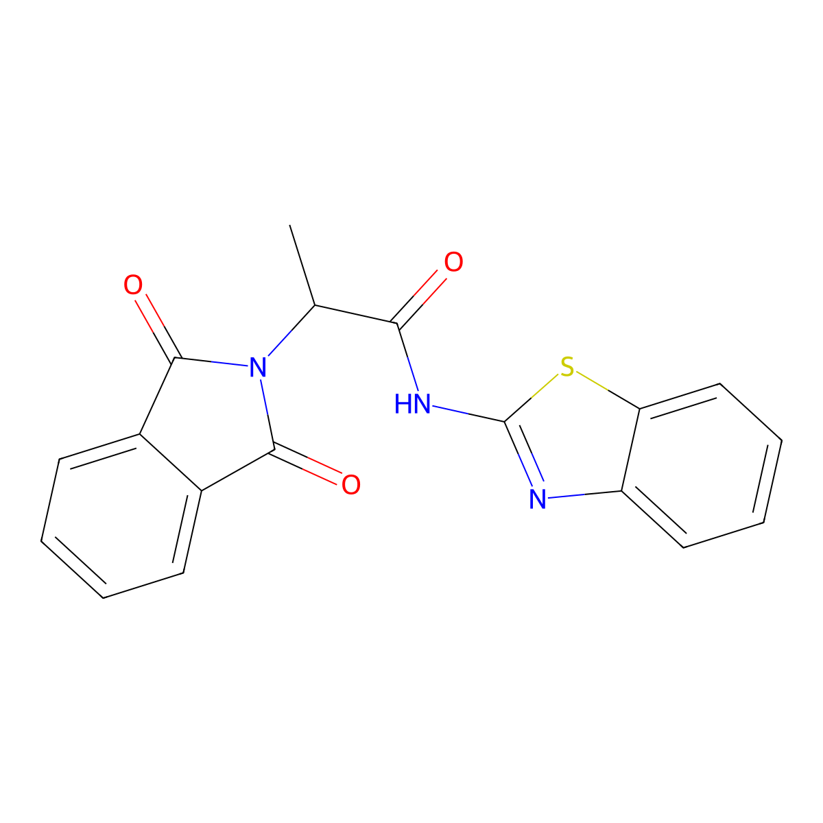 N-(1,3-benzothiazol-2-yl)-2-(1,3-dioxo-1,3-dihydro-2H-isoindol-2-yl)propanamide molecular structure, CAS 316128-39-9