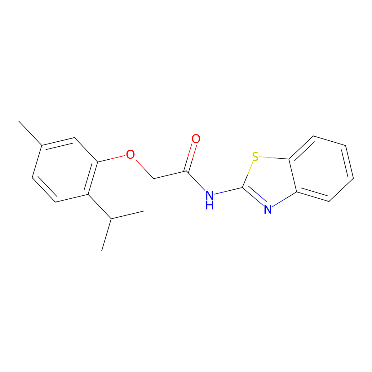 N-(1,3-benzothiazol-2-yl)-2-(2-isopropyl-5-methylphenoxy)acetamide molecular structure, CAS 316128-51-5
