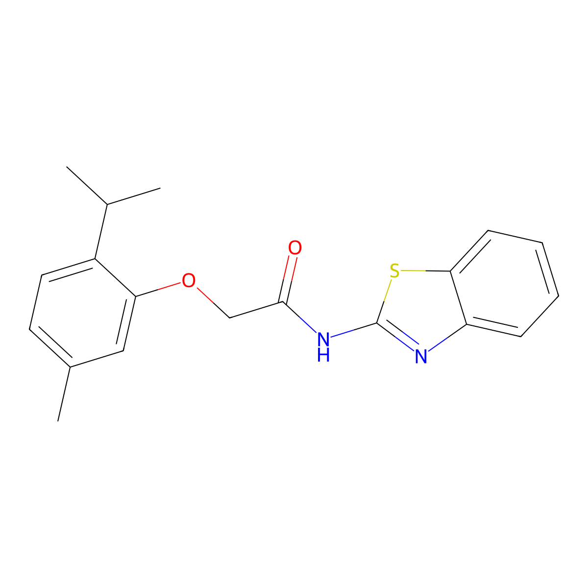 N-(1,3-benzothiazol-2-yl)-2-(2-isopropyl-5-methylphenoxy)acetamide molecular structure, CAS 316128-51-5