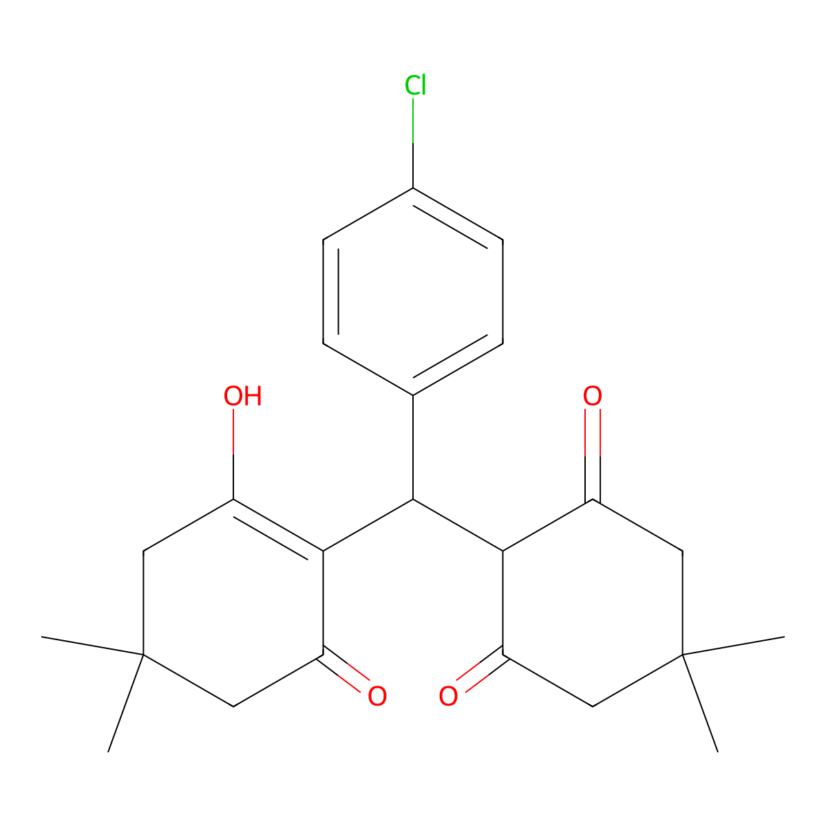 2-[(4-Chlorophenyl)(2-hydroxy-4,4-dimethyl-6-oxo-1-cyclohexen-1-yl)methyl]-5,5-dimethyl-1,3-cyclohexanedione molecular structure, CAS 316129-81-4