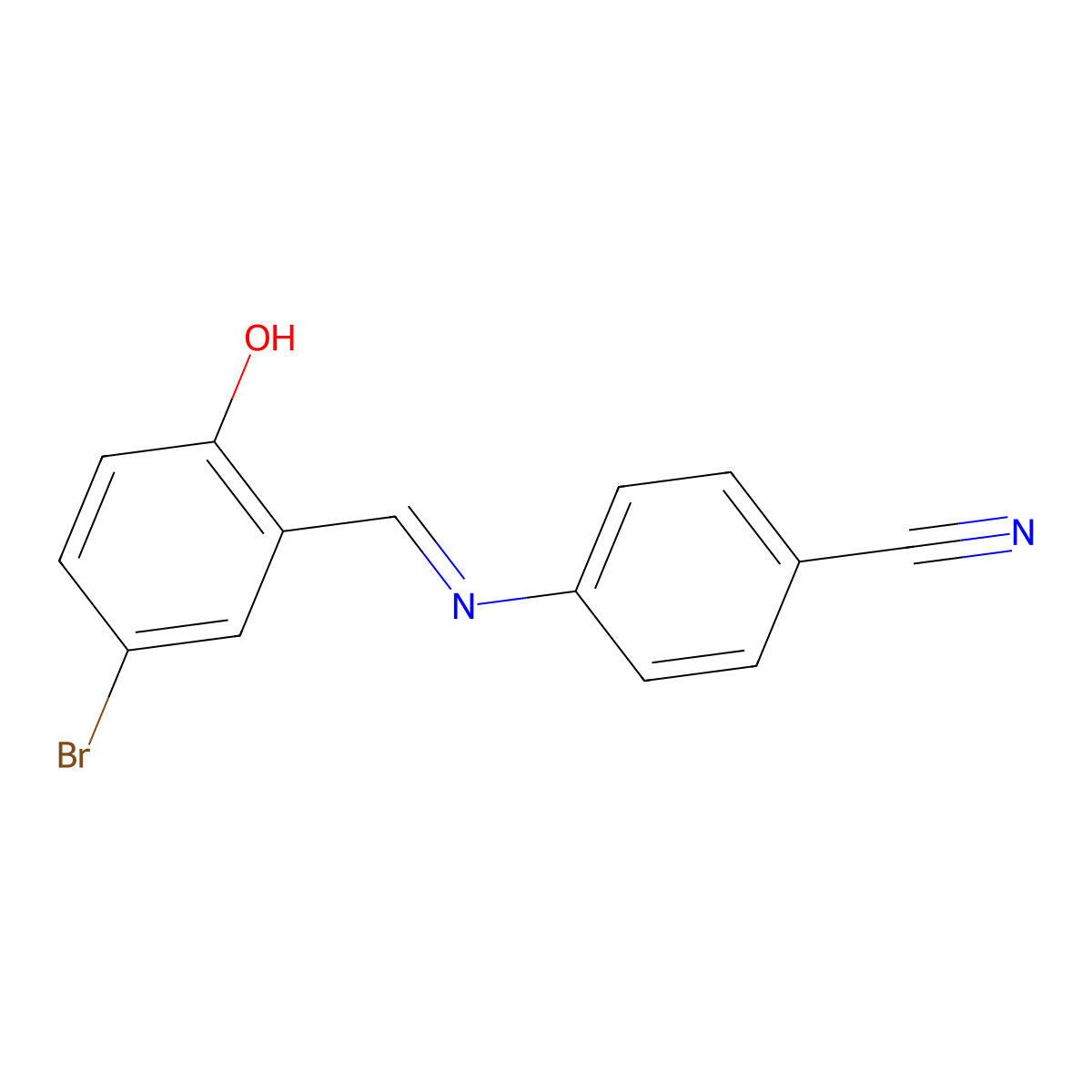 4-{[(1E)-(5-bromo-2-hydroxyphenyl)methylene]amino}benzonitrile molecular structure, CAS 316130-02-6