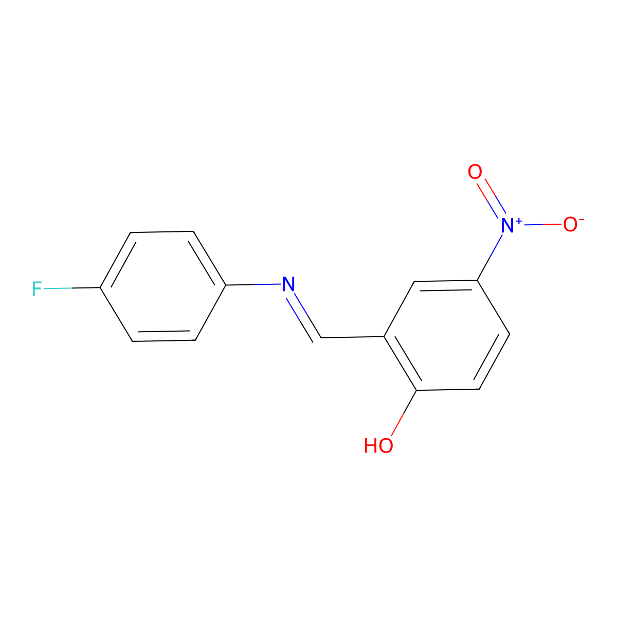 2-{[(4-Fluorophenyl)imino]methyl}-4-nitrophenol molecular structure, CAS 316131-10-9