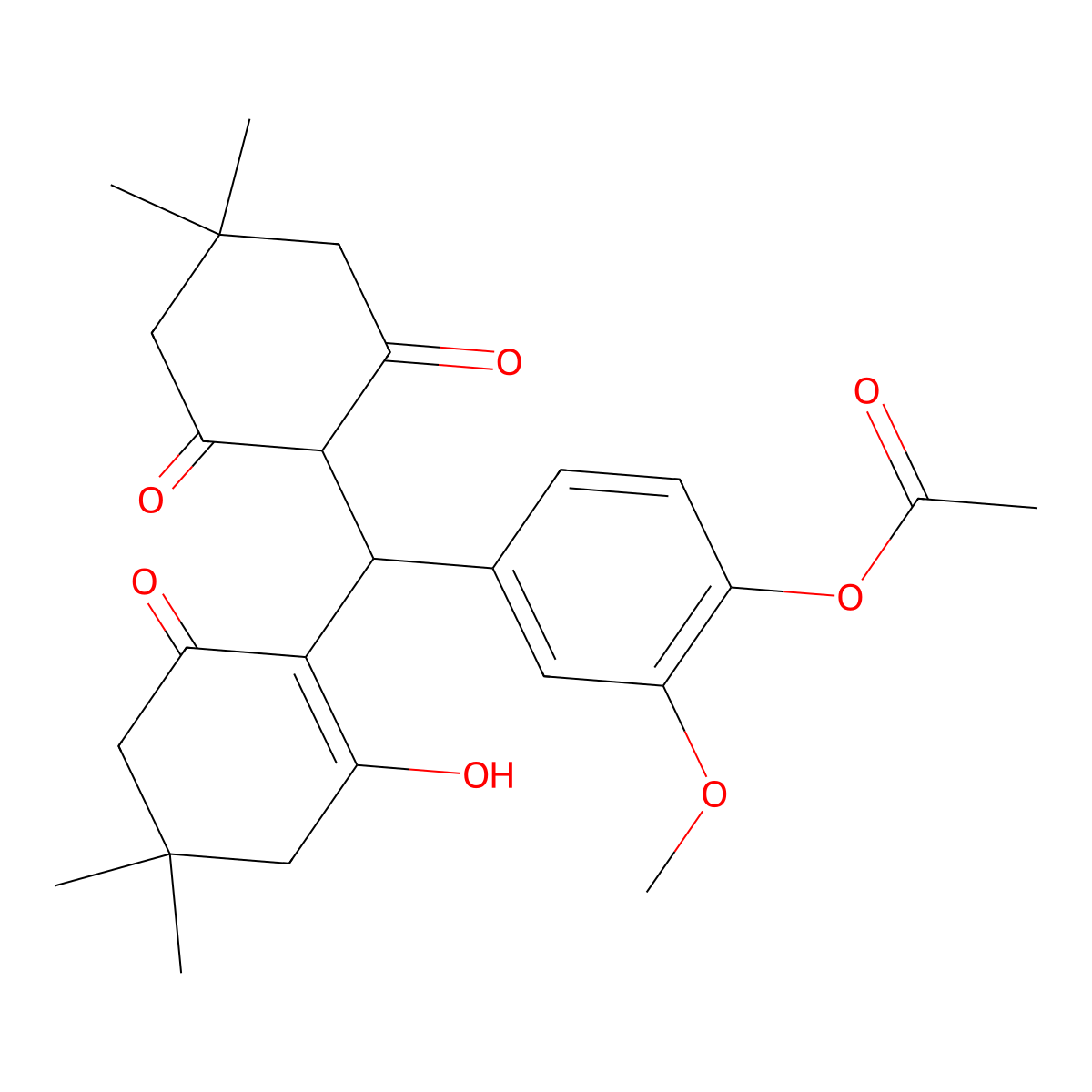 [4-[(4,4-Dimethyl-2,6-dioxocyclohexyl)-(2-hydroxy-4,4-dimethyl-6-oxocyclohexen-1-yl)methyl]-2-methoxyphenyl] acetate molecular structure, CAS 316138-68-8