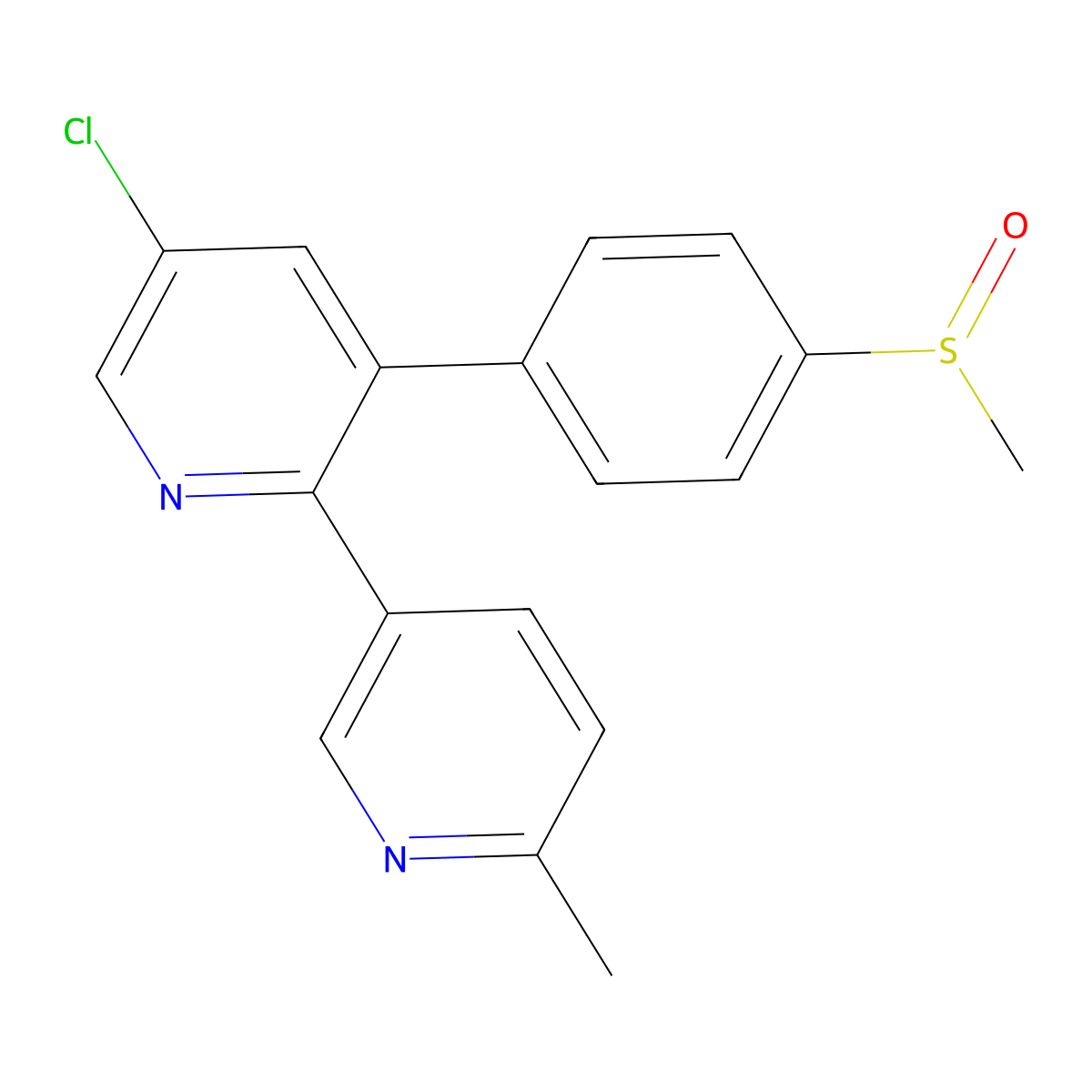5-Chloro-2-(6-methylpyridin-3-yl)-3-(4-methylsulfinylphenyl)pyridine molecular structure, CAS 316149-01-6