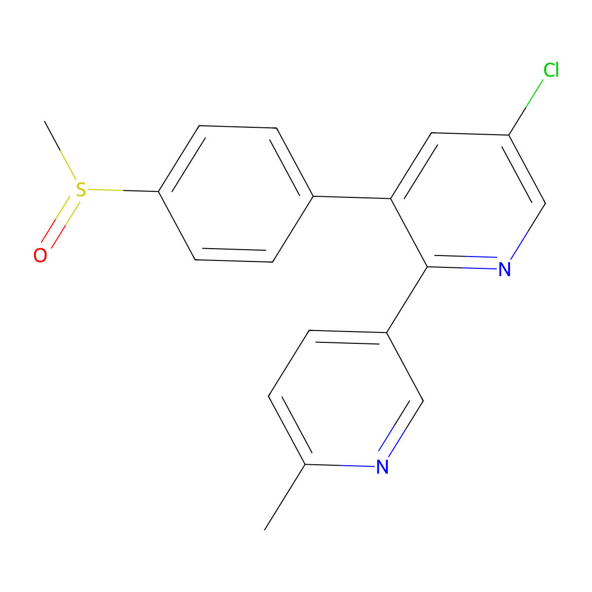 5-Chloro-2-(6-methylpyridin-3-yl)-3-(4-methylsulfinylphenyl)pyridine molecular structure, CAS 316149-01-6