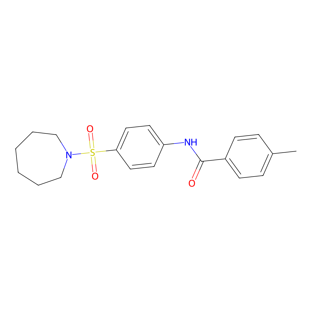 N-[4-(azepan-1-ylsulfonyl)phenyl]-4-methylbenzamide molecular structure, CAS 316150-63-7