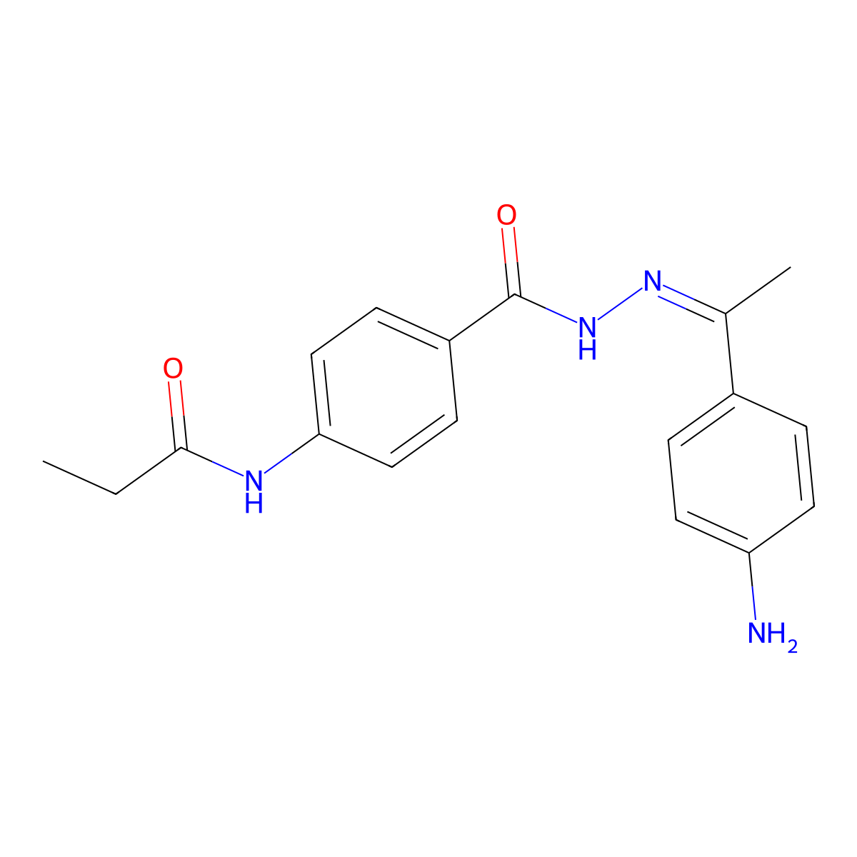 N-[1-(4-aminophenyl)ethylideneamino]-4-(propanoylamino)benzamide molecular structure, CAS 316153-65-8