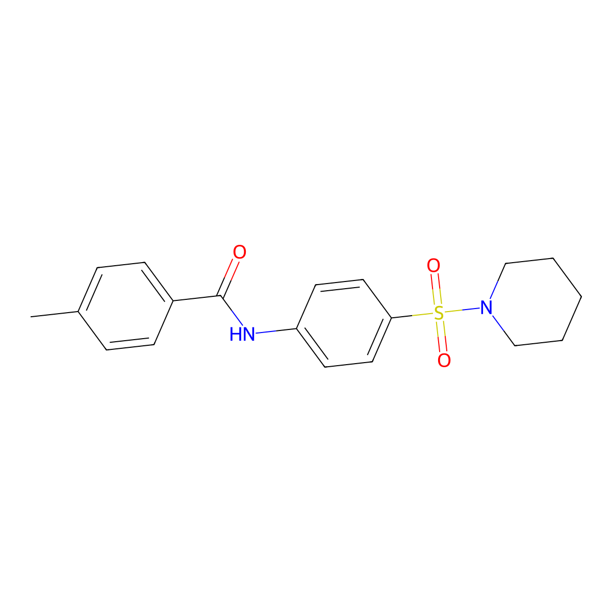4-methyl-N-(4-piperidin-1-ylsulfonylphenyl)benzamide molecular structure, CAS 316154-79-7