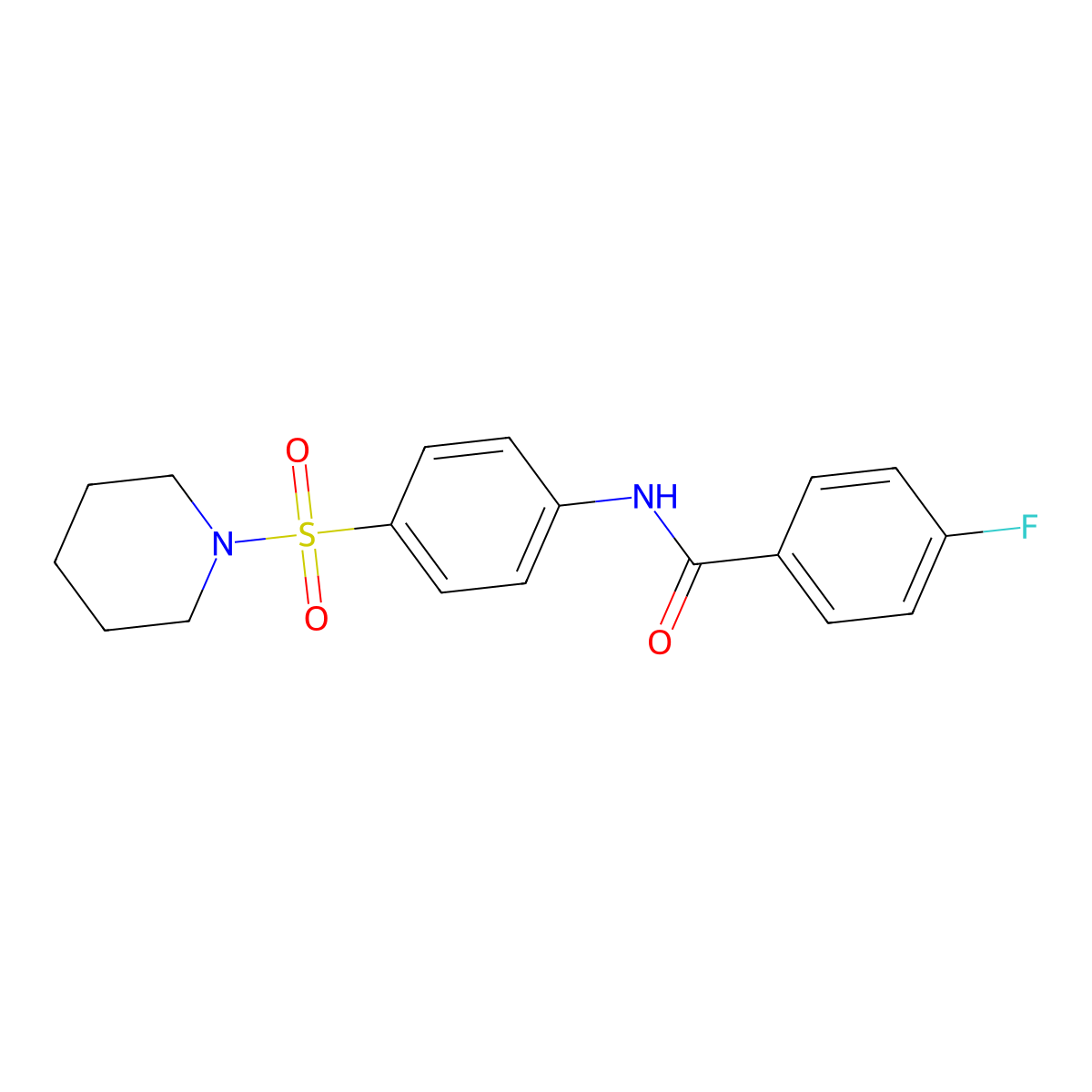 4-fluoro-N-(4-piperidin-1-ylsulfonylphenyl)benzamide molecular structure, CAS 316154-80-0