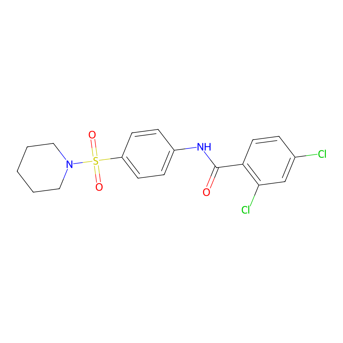 2,4-dichloro-N-[4-(piperidin-1-ylsulfonyl)phenyl]benzamide molecular structure, CAS 316154-83-3