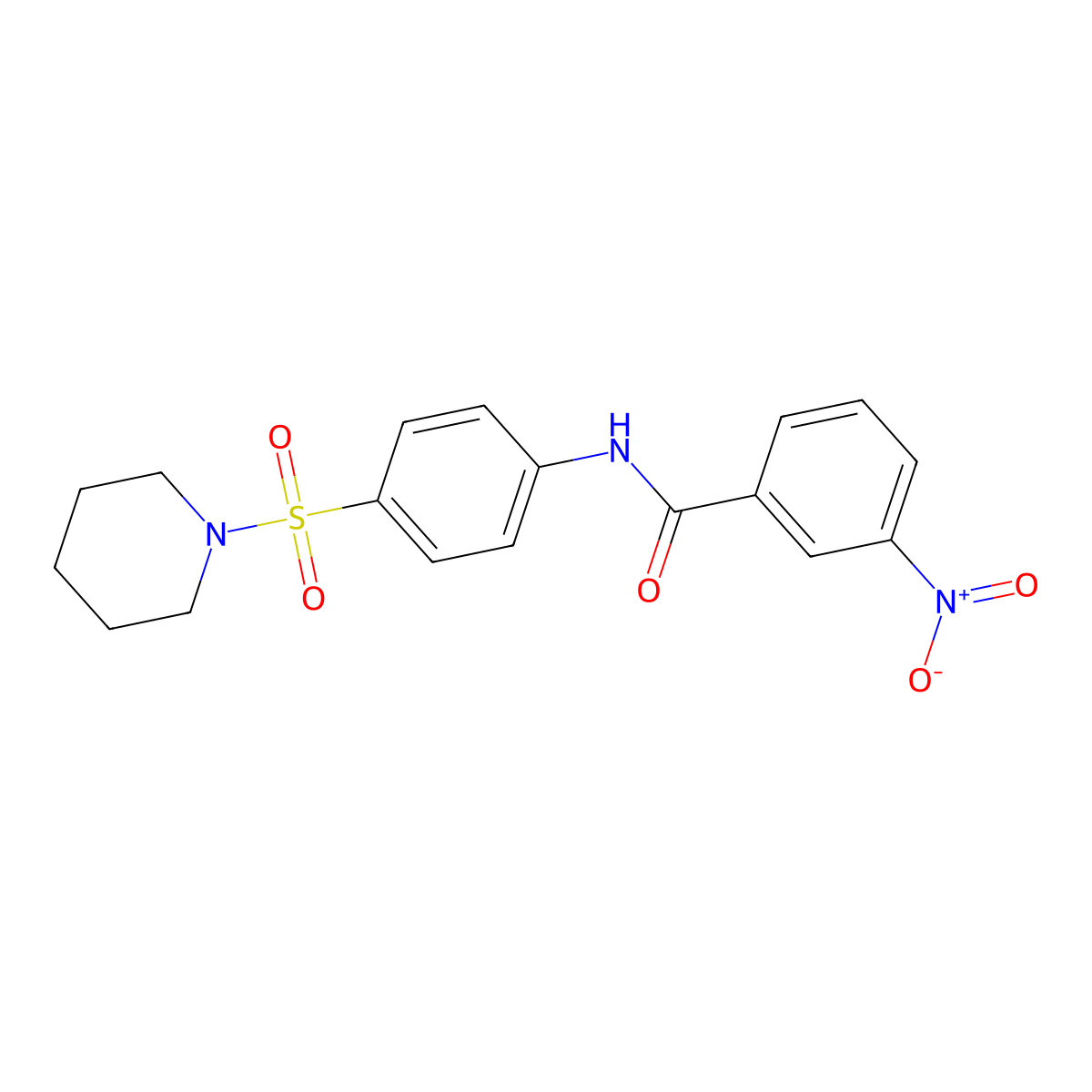 3-nitro-N-(4-piperidin-1-ylsulfonylphenyl)benzamide molecular structure, CAS 316154-85-5