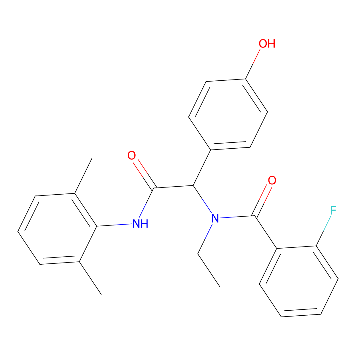 N-[2-(2,6-dimethylanilino)-1-(4-hydroxyphenyl)-2-oxoethyl]-N-ethyl-2-fluorobenzamide molecular structure, CAS 316187-34-5