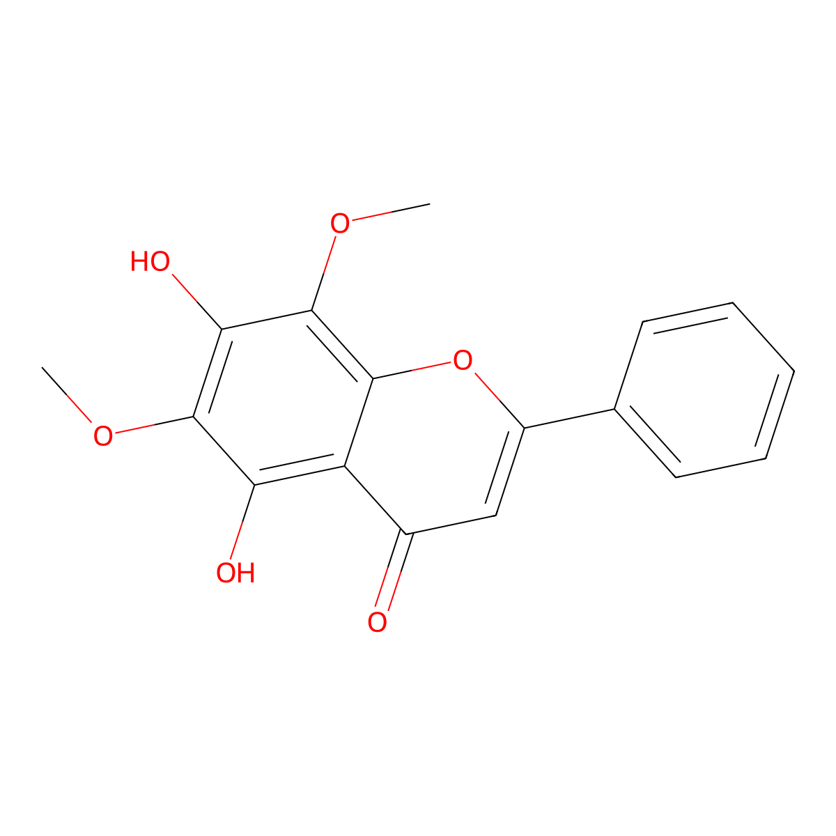 5,7-Dihydroxy-6,8-dimethoxyflavone molecular structure, CAS 3162-45-6