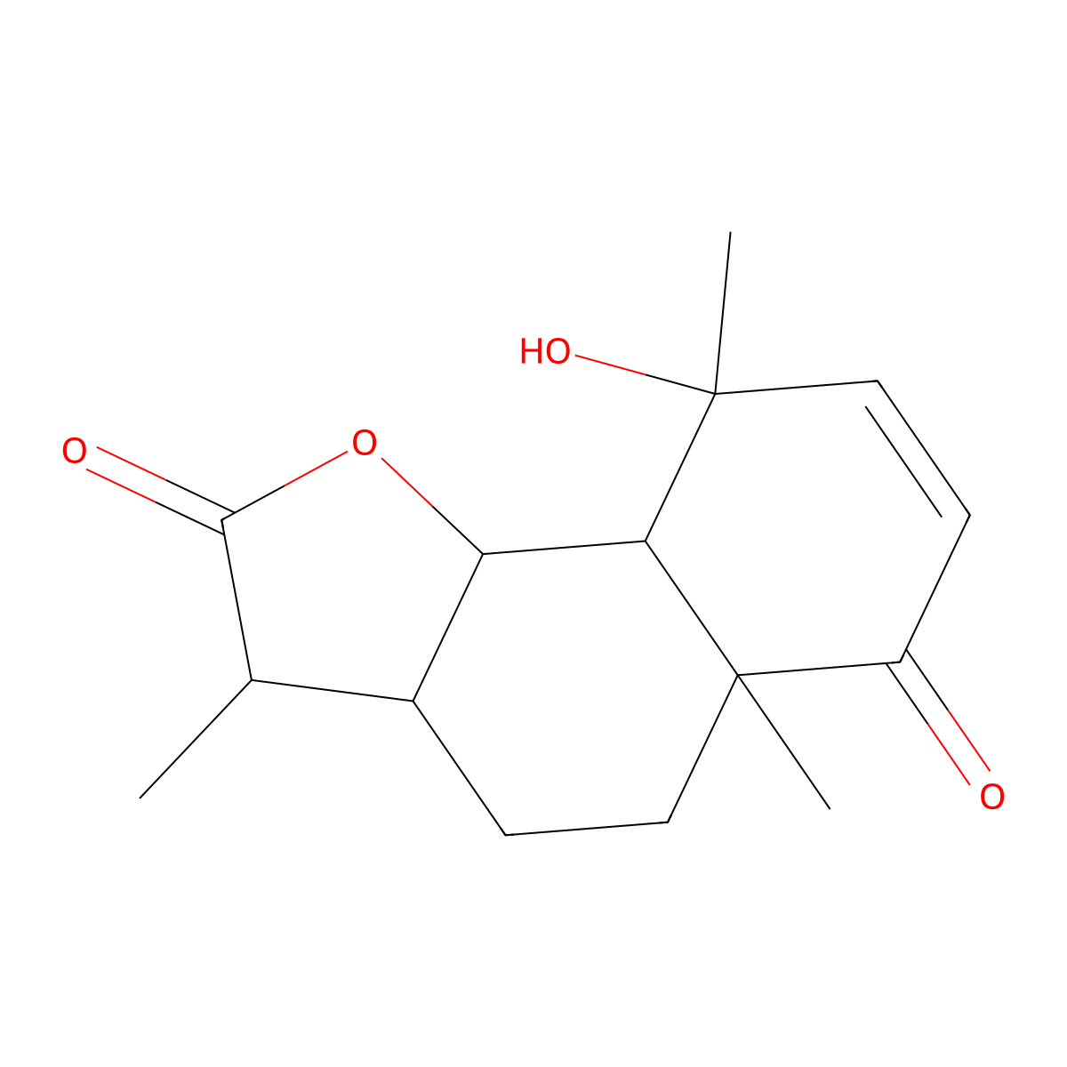 (3S,3aS,5aR,9R,9aS,9bS)-3a,5,5a,9,9a,9b-Hexahydro-9-hydroxy-3,5a,9-trimethylnaphtho(1,2-b)furan-2,6(3H,4H)-dione molecular structure, CAS 3162-56-9