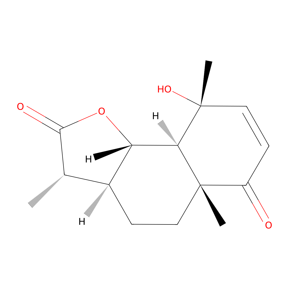 (3S,3aS,5aR,9R,9aS,9bS)-3a,5,5a,9,9a,9b-Hexahydro-9-hydroxy-3,5a,9-trimethylnaphtho(1,2-b)furan-2,6(3H,4H)-dione molecular structure, CAS 3162-56-9
