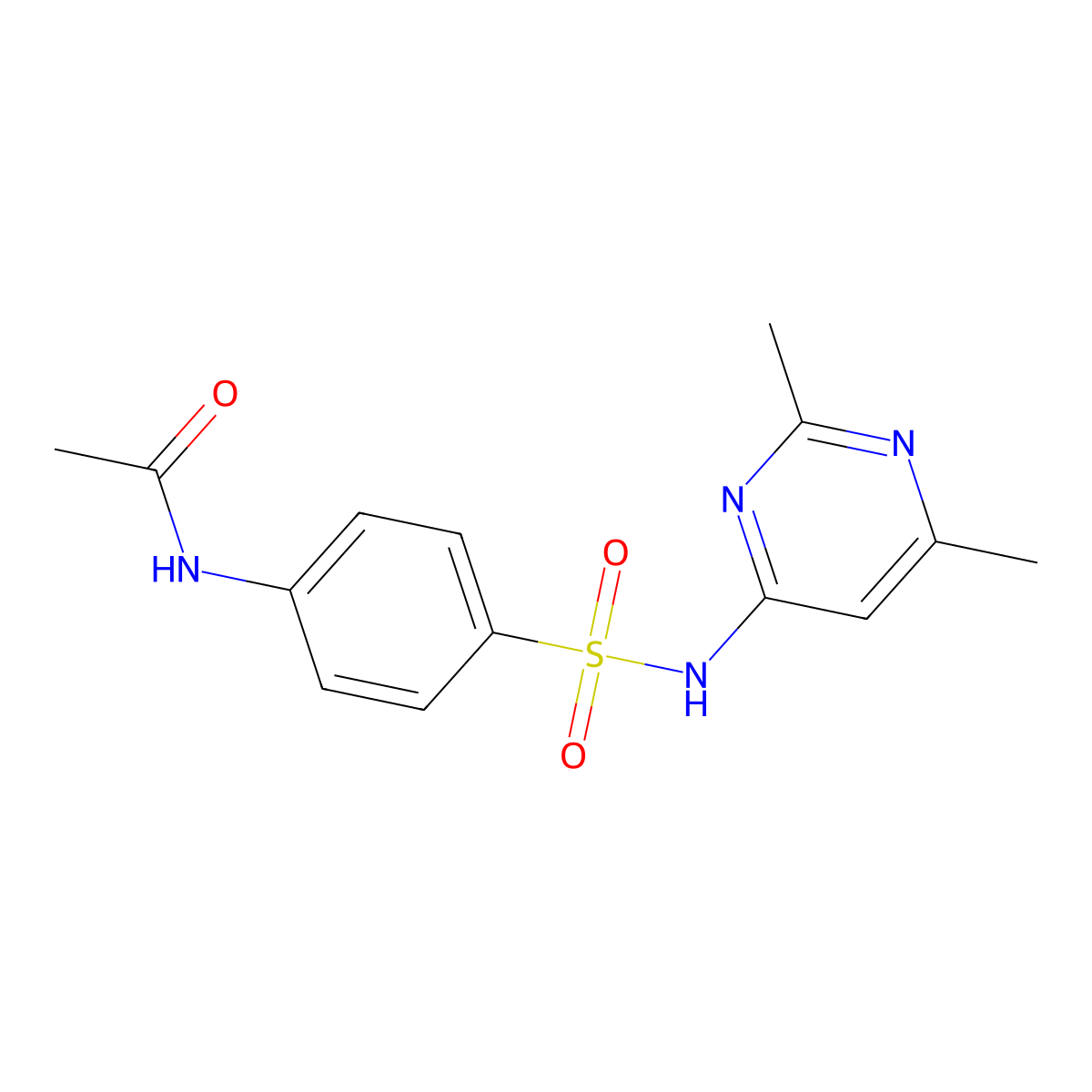 N-(4-(((2,6-Dimethyl-4-pyrimidinyl)amino)sulfonyl)phenyl)acetamide molecular structure, CAS 3163-31-3