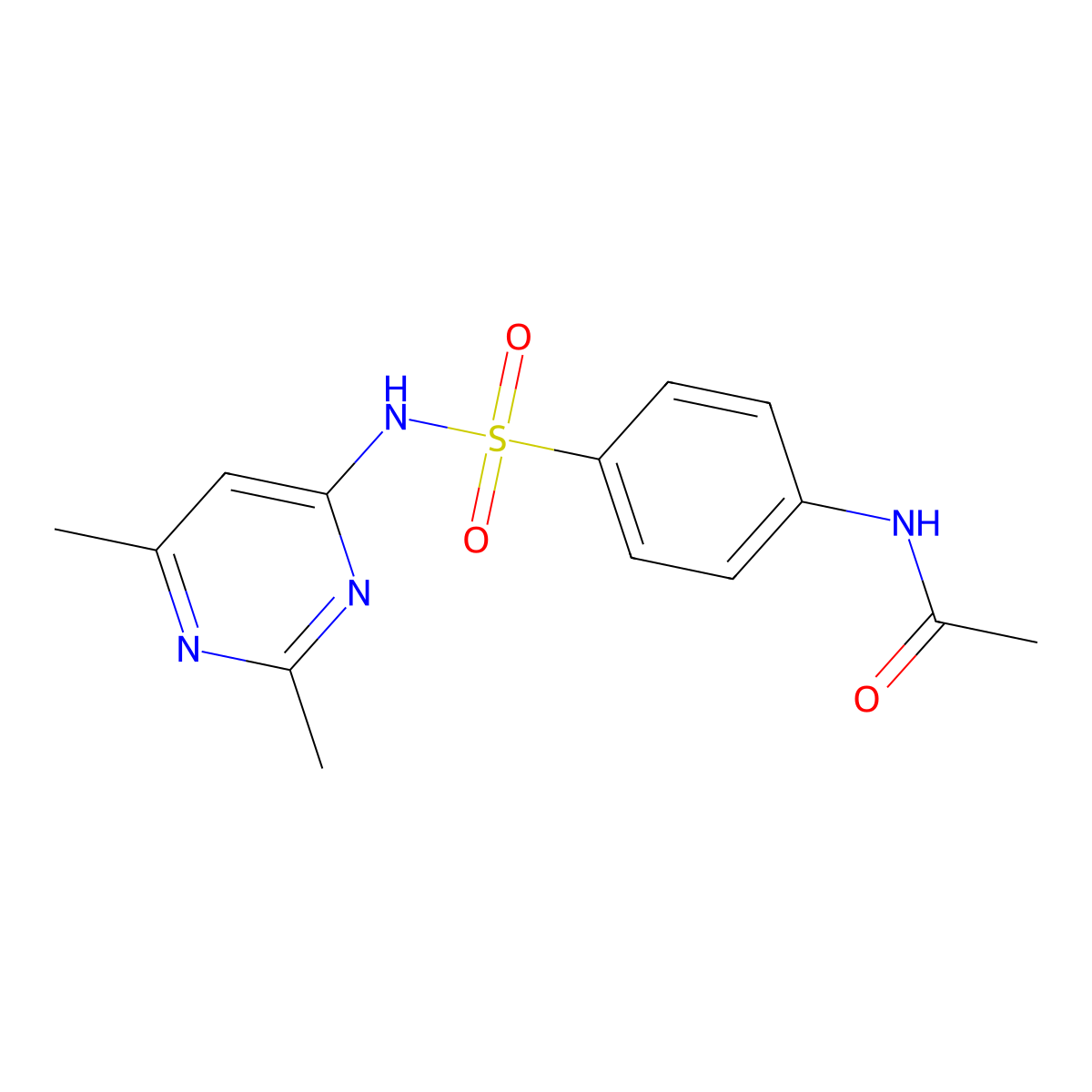 N-(4-(((2,6-Dimethyl-4-pyrimidinyl)amino)sulfonyl)phenyl)acetamide molecular structure, CAS 3163-31-3