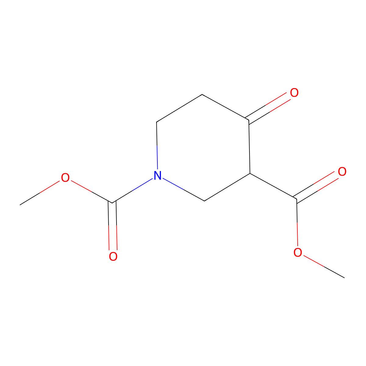 Dimethyl 4-oxopiperidine-1,3-dicarboxylate molecular structure, CAS 31633-70-2