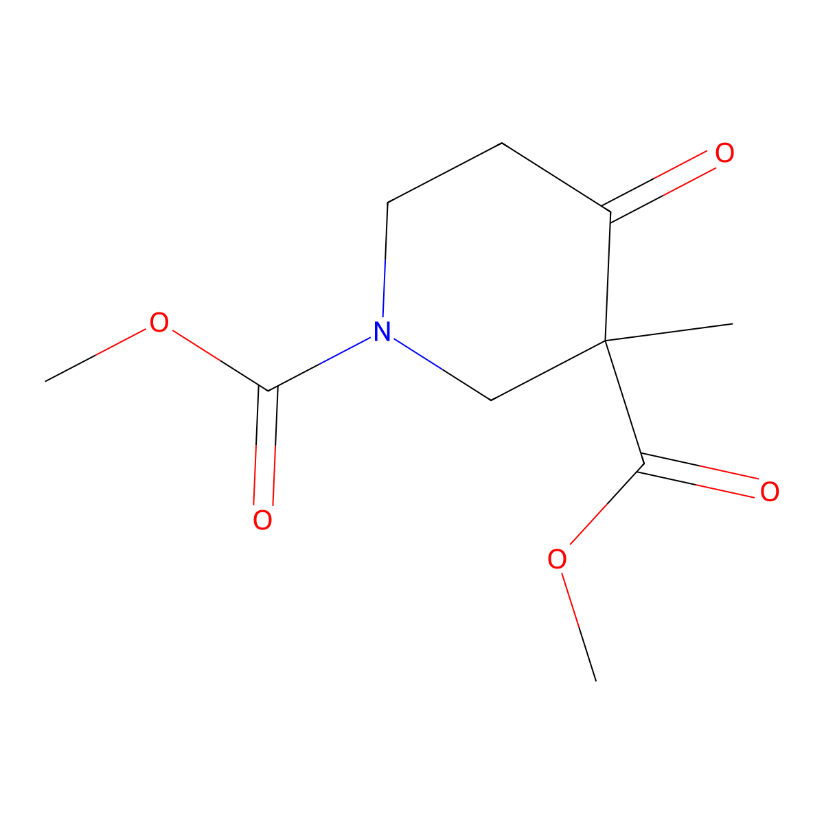 Dimethyl 3-methyl-4-oxopiperidine-1,3-dicarboxylate molecular structure, CAS 31633-71-3