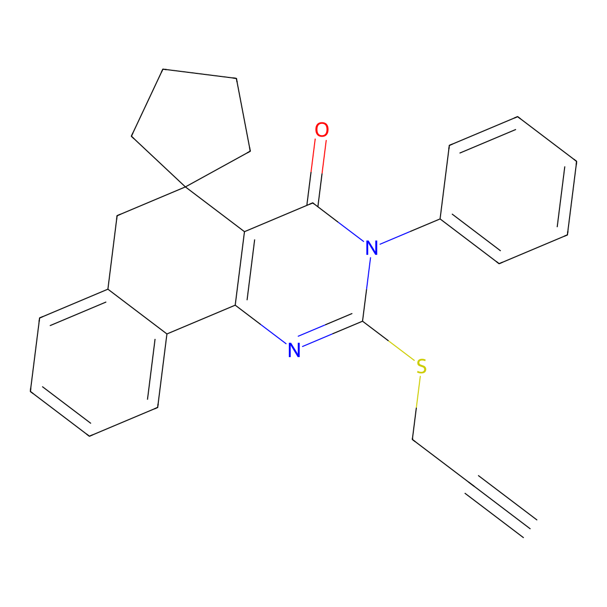 3-phenyl-2-prop-2-ynylsulfanylspiro[6H-benzo[h]quinazoline-5,1'-cyclopentane]-4-one molecular structure, CAS 316357-85-4