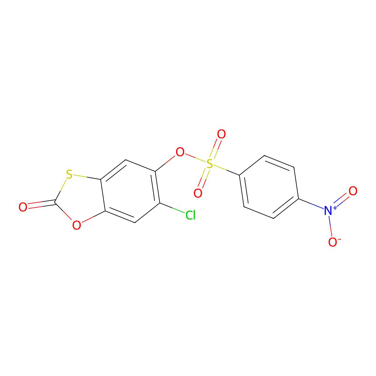 (6-Chloro-2-oxo-1,3-benzoxathiol-5-yl) 4-nitrobenzenesulfonate molecular structure, CAS 316358-15-3
