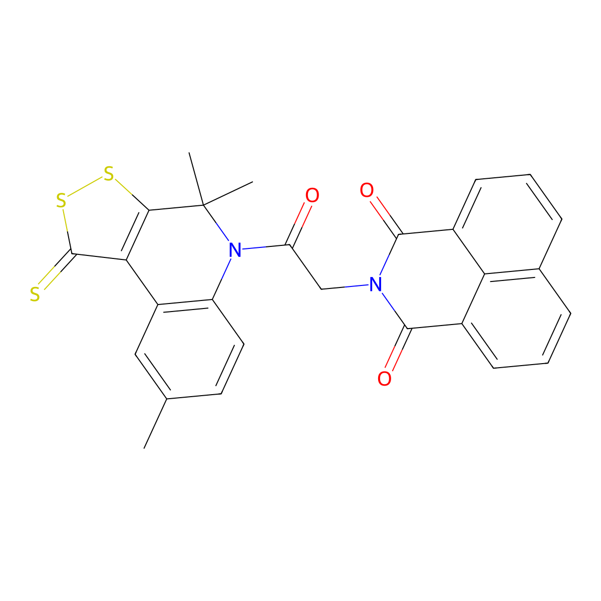 2-[2-oxo-2-(4,4,8-trimethyl-1-thioxo-1,4-dihydro-5H-[1,2]dithiolo[3,4-c]quinolin-5-yl)ethyl]-1H-benzo[de]isoquinoline-1,3(2H)-dione molecular structure, CAS 316358-19-7