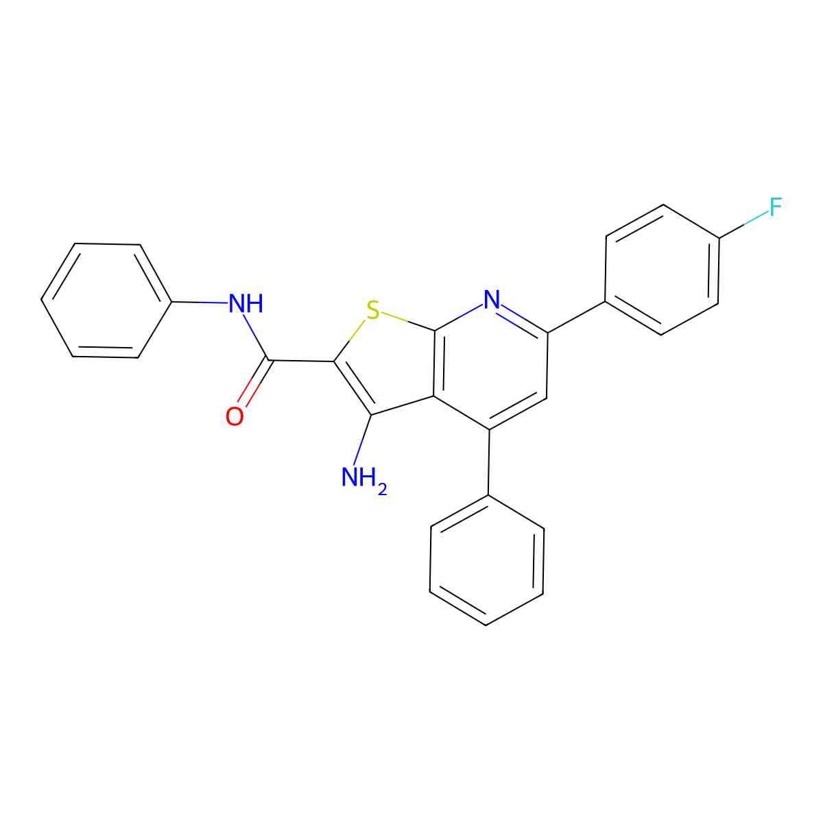3-amino-6-(4-fluorophenyl)-N,4-diphenylthieno[2,3-b]pyridine-2-carboxamide molecular structure, CAS 316358-40-4