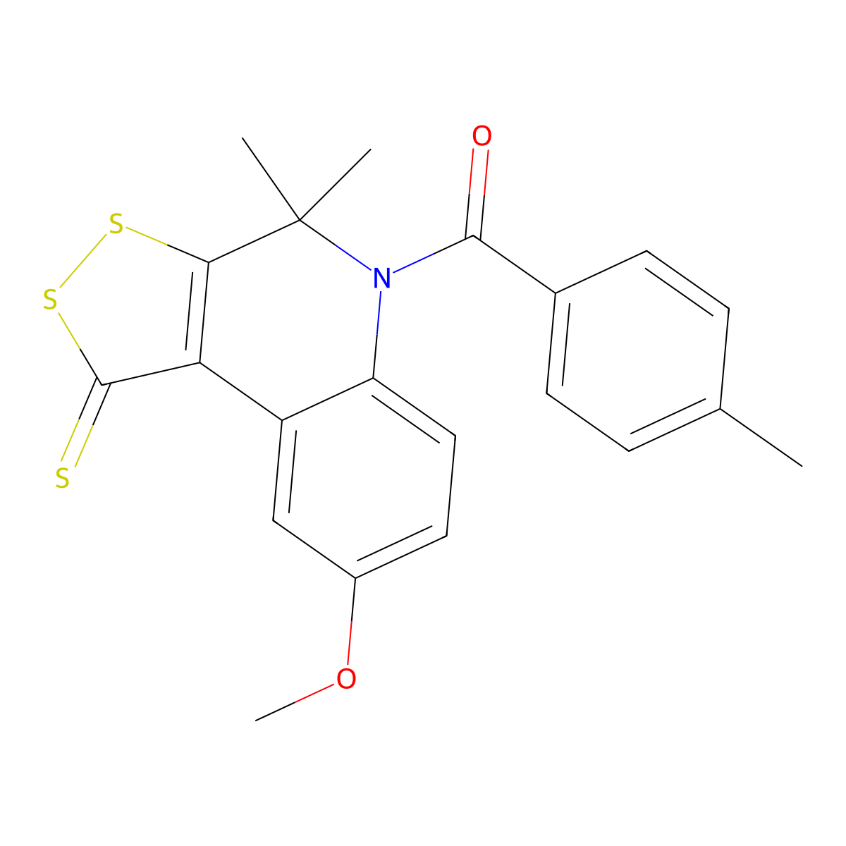 (8-methoxy-4,4-dimethyl-1-thioxo-1,4-dihydro-5H-[1,2]dithiolo[3,4-c]quinolin-5-yl)(4-methylphenyl)methanone molecular structure, CAS 316358-52-8