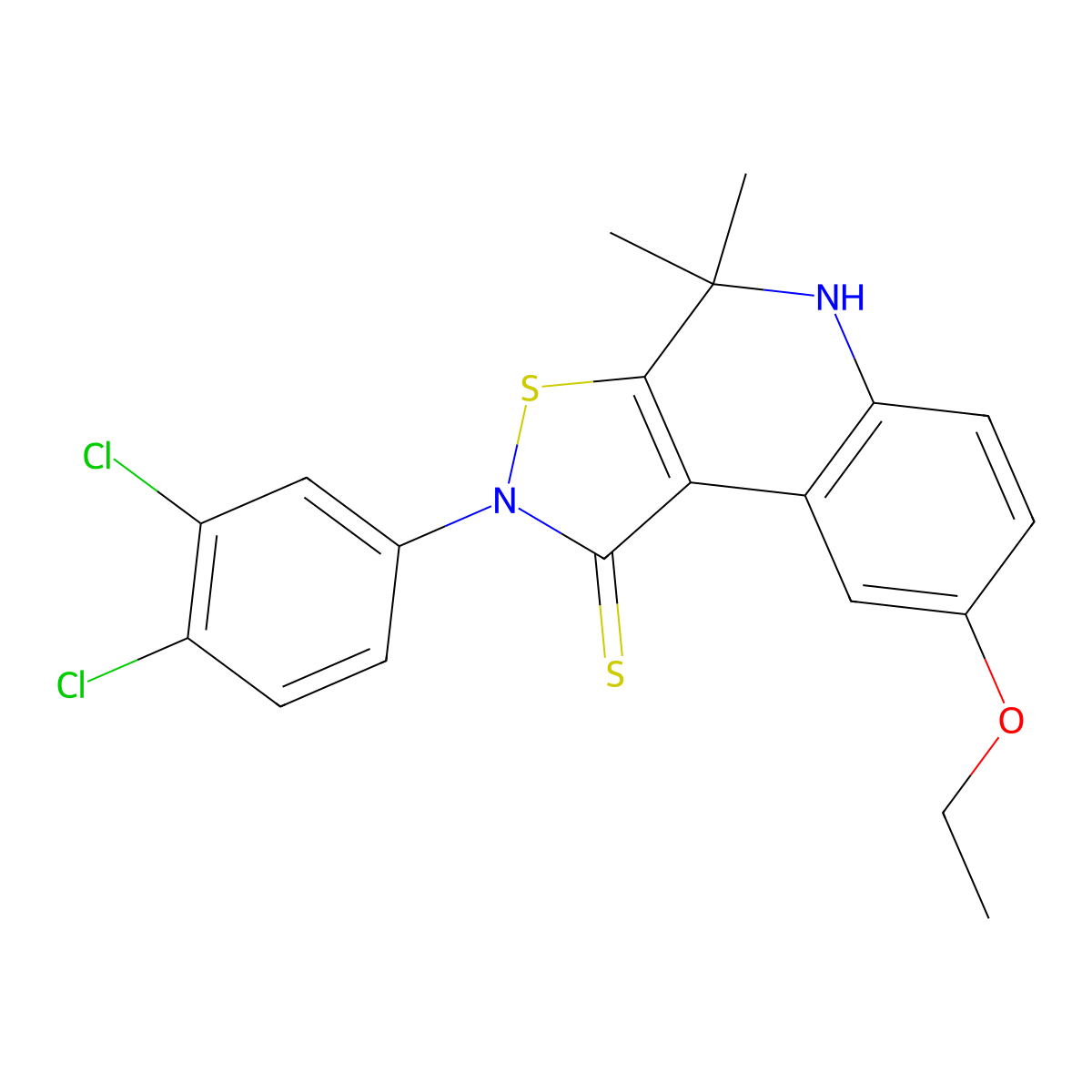 2-(3,4-dichlorophenyl)-8-ethoxy-4,4-dimethyl-5H-[1,2]thiazolo[5,4-c]quinoline-1-thione molecular structure, CAS 316358-57-3