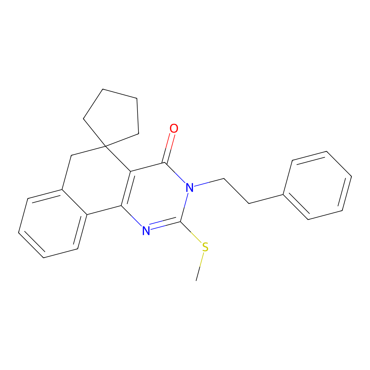 2-(methylsulfanyl)-3-(2-phenylethyl)-5,6-dihydrospiro(benzo[h]quinazoline-5,1'-cyclopentane)-4(3H)-one molecular structure, CAS 316358-79-9