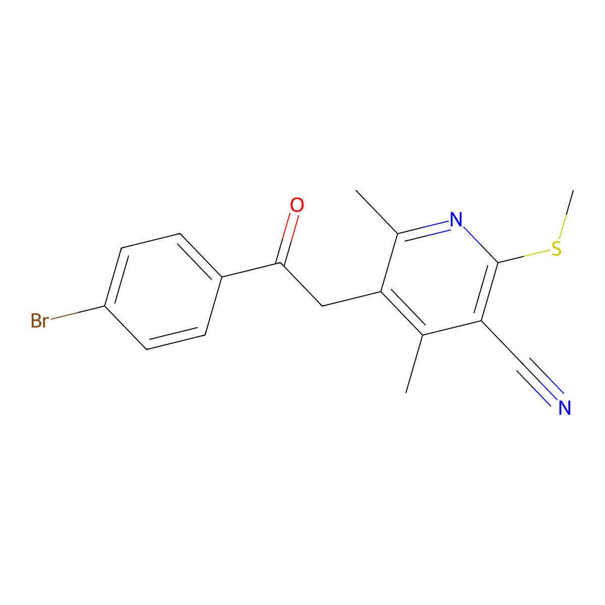 5-[2-(4-Bromophenyl)-2-oxoethyl]-4,6-dimethyl-2-methylsulfanylpyridine-3-carbonitrile molecular structure, CAS 316358-85-7