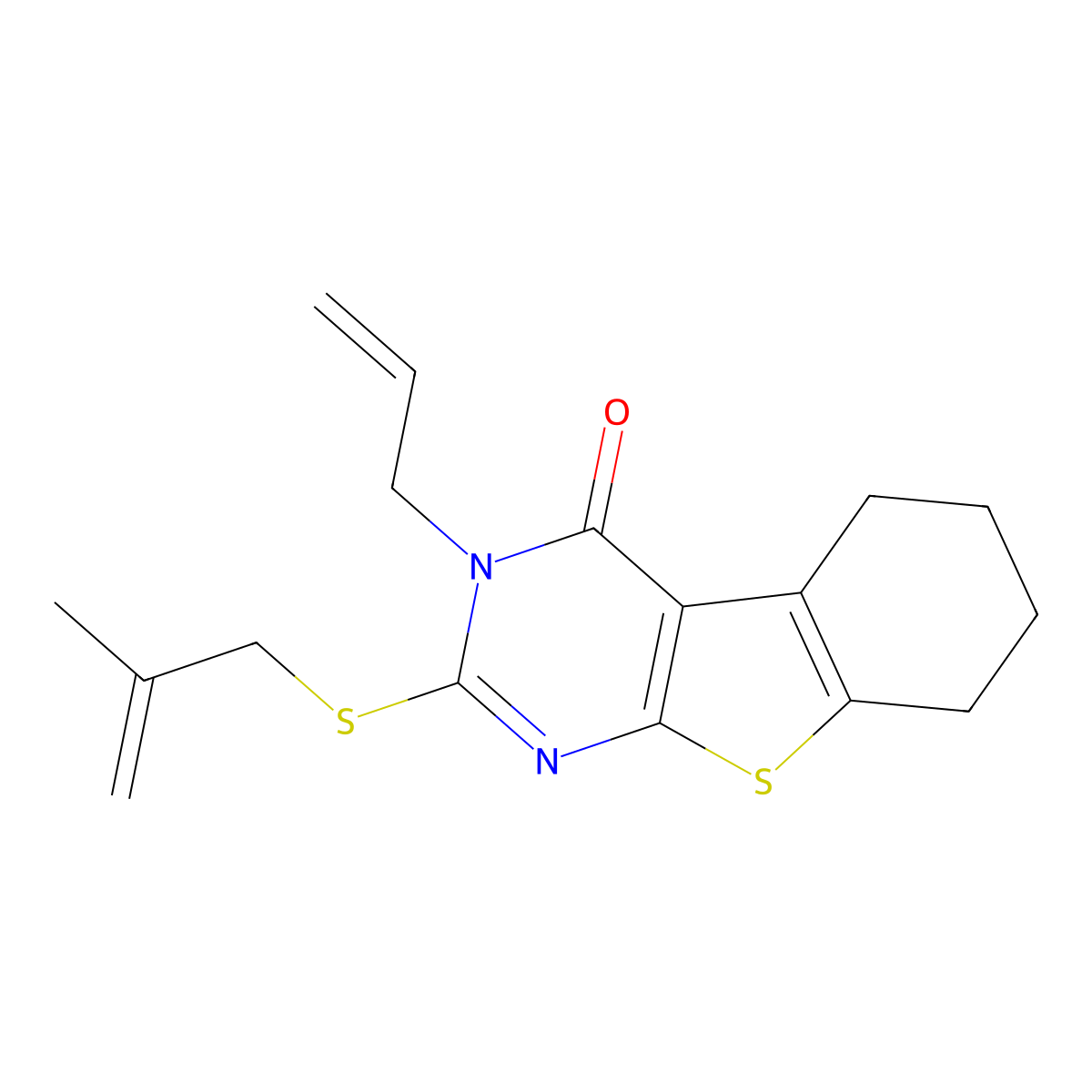 2-[(2-methylprop-2-en-1-yl)sulfanyl]-3-(prop-2-en-1-yl)-5,6,7,8-tetrahydro[1]benzothieno[2,3-d]pyrimidin-4(3H)-one molecular structure, CAS 316358-89-1