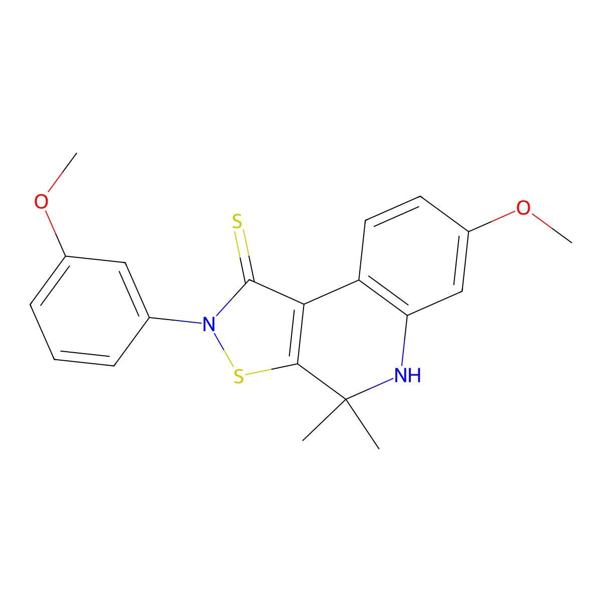 7-methoxy-2-(3-methoxyphenyl)-4,4-dimethyl-5H-[1,2]thiazolo[5,4-c]quinoline-1-thione molecular structure, CAS 316359-01-0