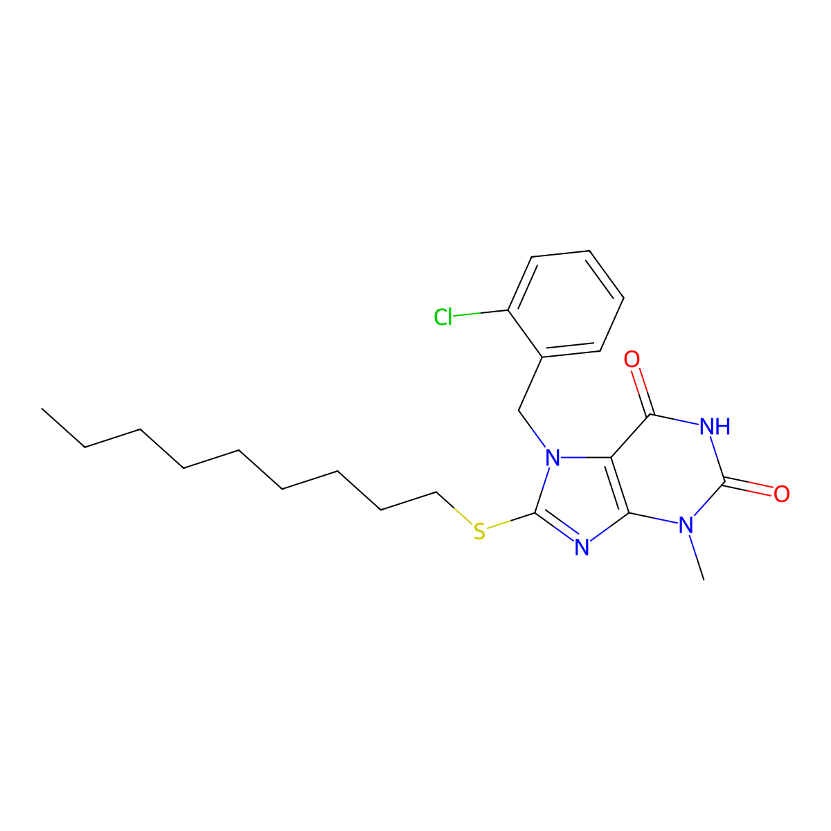 7-[(2-chlorophenyl)methyl]-3-methyl-8-(nonylsulfanyl)-2,3,6,7-tetrahydro-1H-purine-2,6-dione molecular structure, CAS 316359-73-6